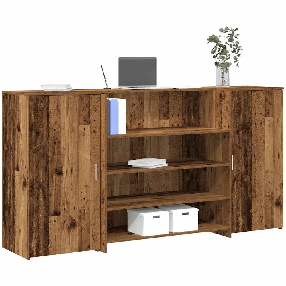 vidaXL Mostrador Recepción Madera Vieja 200x50x103.5 cm