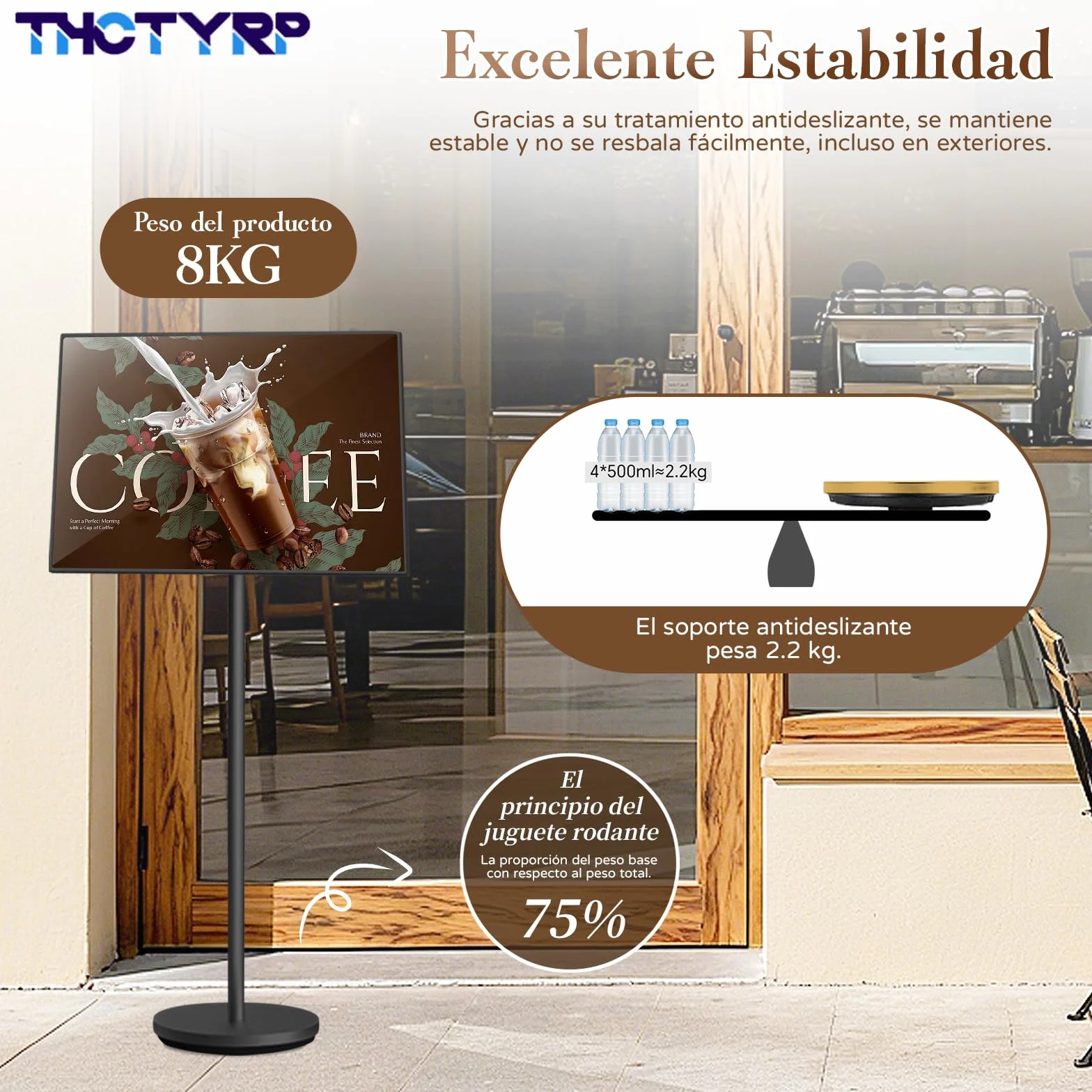 A2 Soporte de presentación, letrero vertical, tablón de anuncios, pizarra de anuncios, ángulo ajustable, de aleación de aluminio, letrero de anuncios A2 estable (Negro)