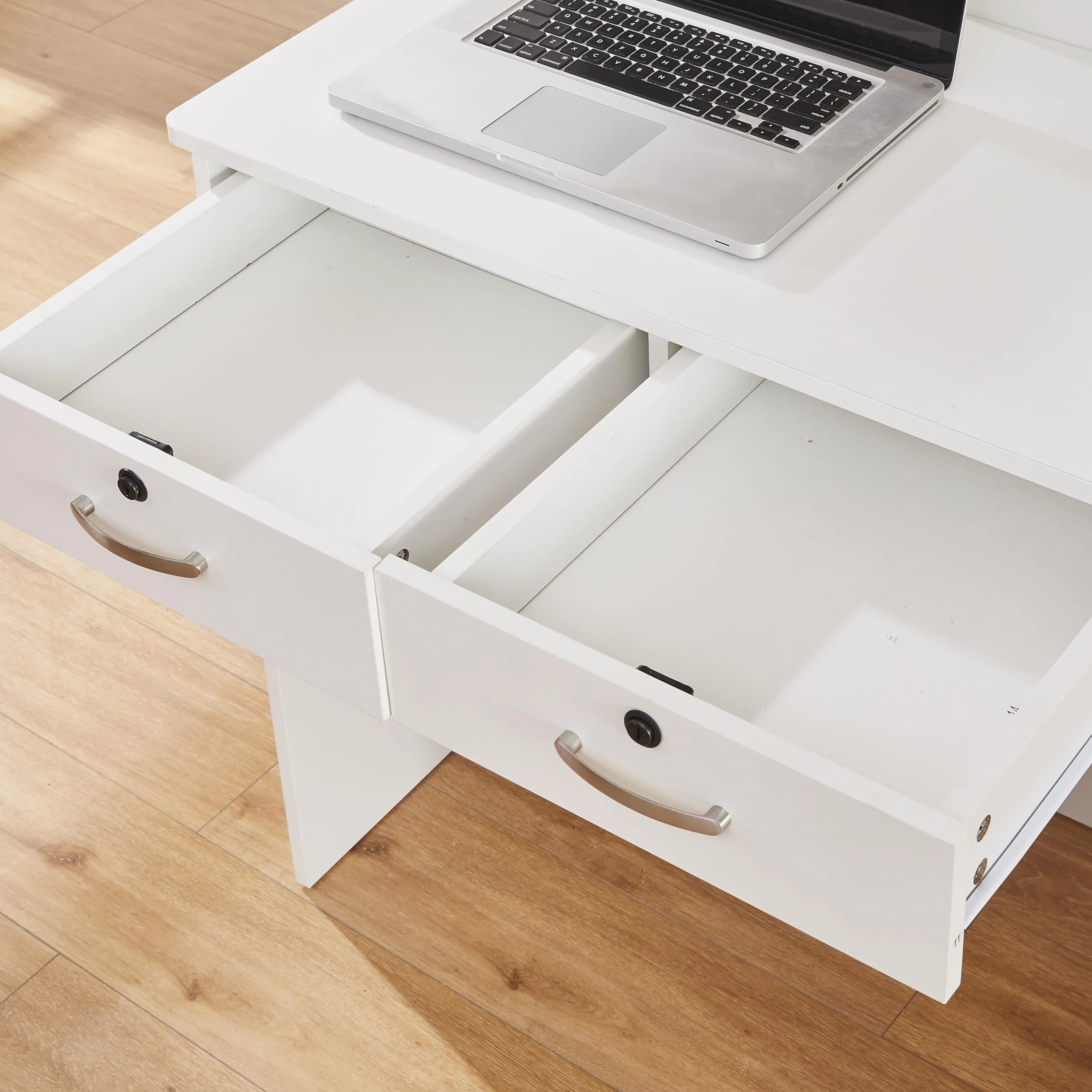 Mostrador de Recepción Moderno 80 cm MDF Cajón Cerradura Estantes Abiertos Escritorio Oficina