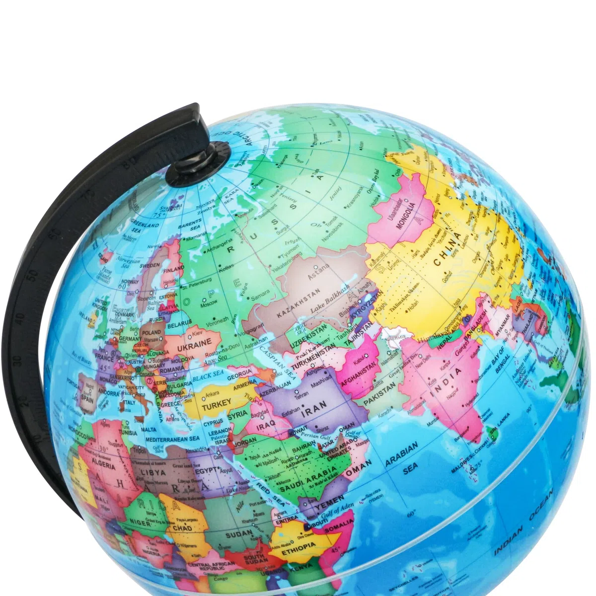 Exerz 20cm Globo Terráqueo - Mapa en Inglés - Educativo Globo Girable Decoración de Escritorio - Mapa Político Geográfica/Moderna - Diámetro 20cm