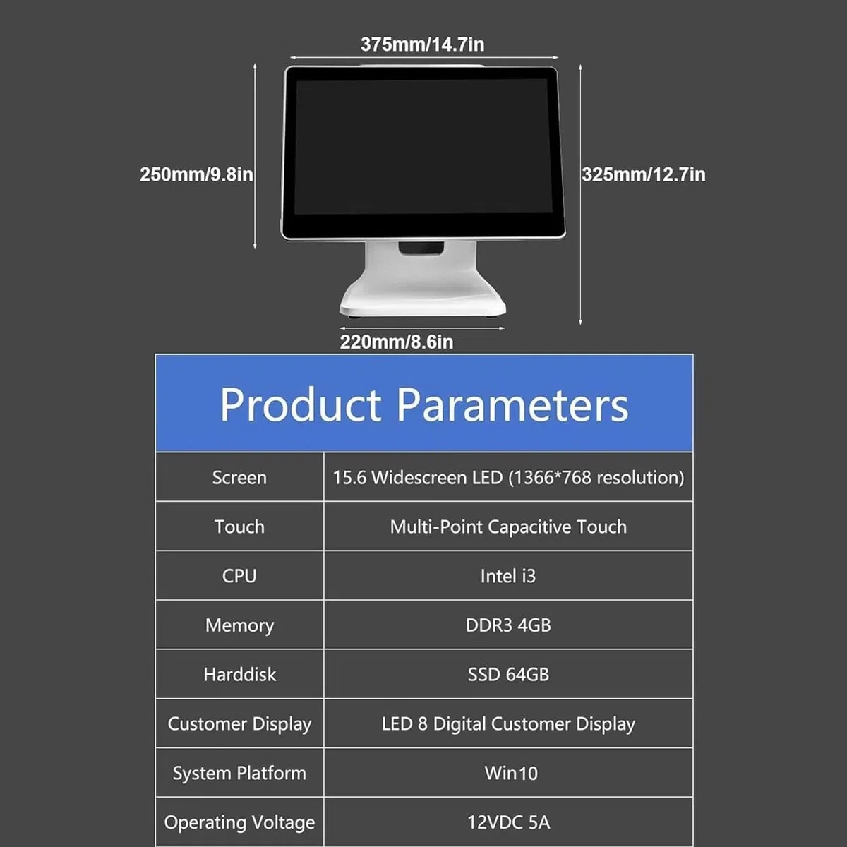 Sistema POS de PC con pantalla táctil para pequeñas empresas, caja registradora inteligente todo en uno, para restaurantes, tiendas minoristas