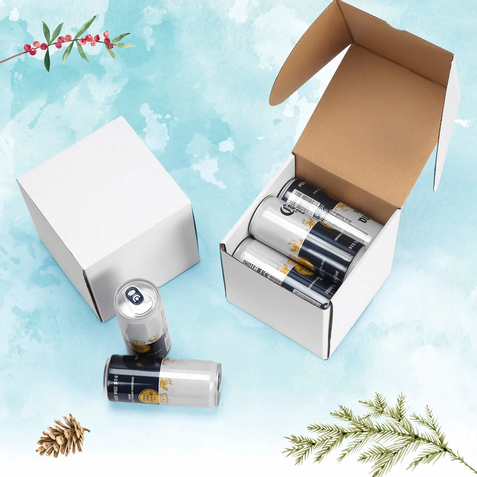 EYMPEU 15,3x15,3x15,3 cm(6x6x6 in) Cajas de Carton, 20 Pack Blanco, Cajas Pequeñas de Cartón Ondulado Kraftlo