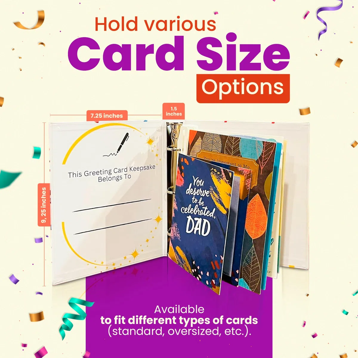 Tarjetero de recuerdo para tarjetas de felicitación | Capacidad para 18 tarjetas | Gran recuerdo de regalo | Mantén tus tarjetas en condiciones originales abatibles | Una
