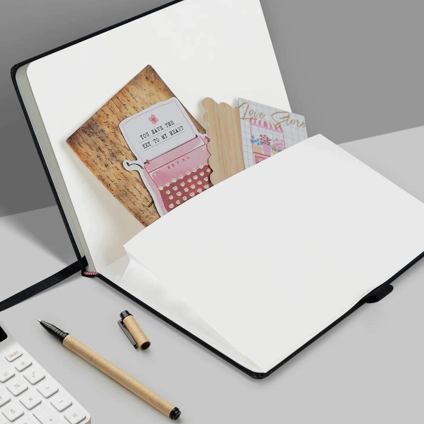 ONAVIA A5 Cuadernos paquete de 8, bloc de notas de 14 cm x 21 cm, Libreta Liso de Tapa Dura con Papel Grueso de 100 g/m², Cuaderno en Blanco de Tapa Dura de 160 Páginas Para Escritura, Estudio (Negro)