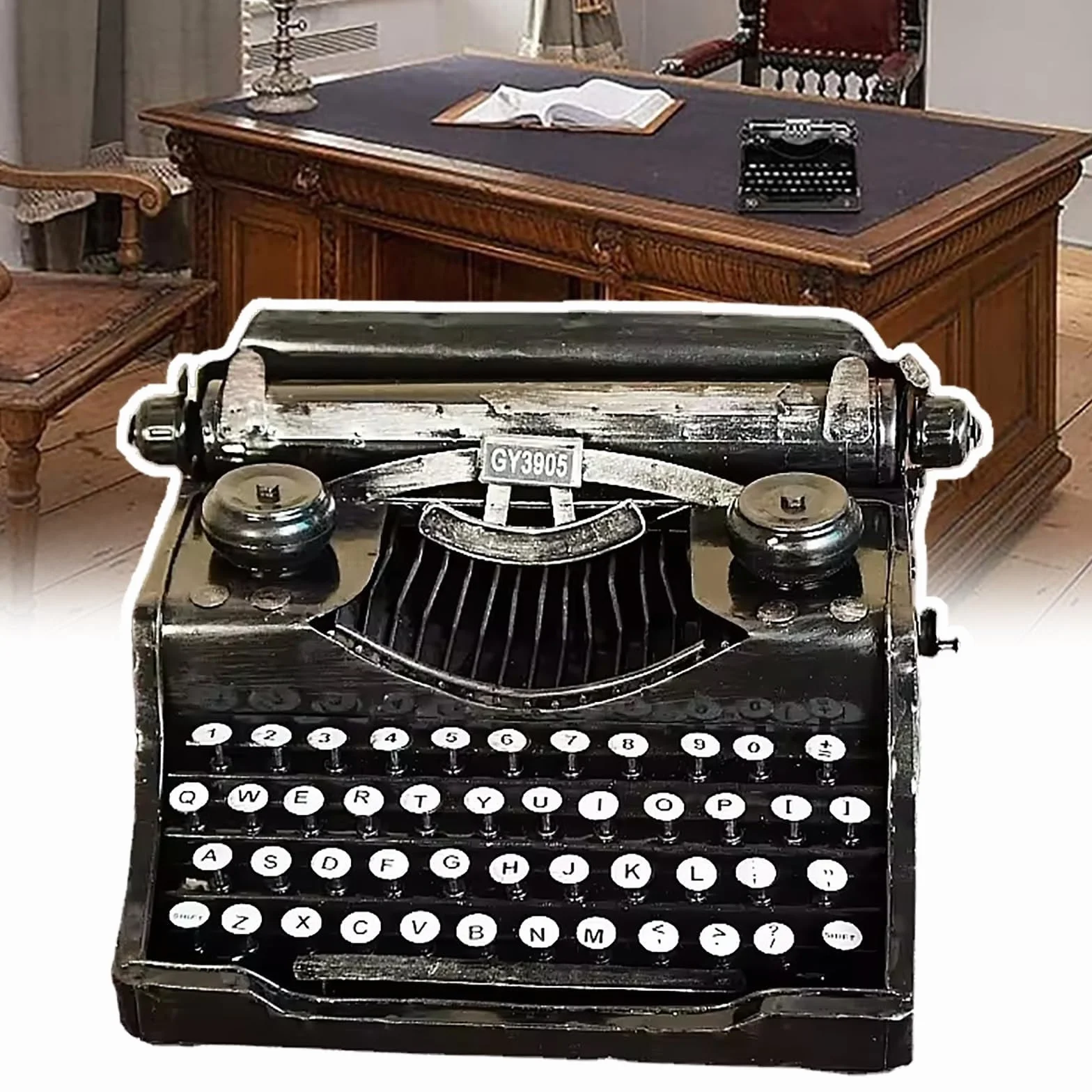 Máquina De Escribir Antigua, Modelo Clásico De Máquina De Escribir Vintage, Ideal para Grabar Películas, Ideal para El Hogar, La Oficina O El Estudio.(Schwarz)