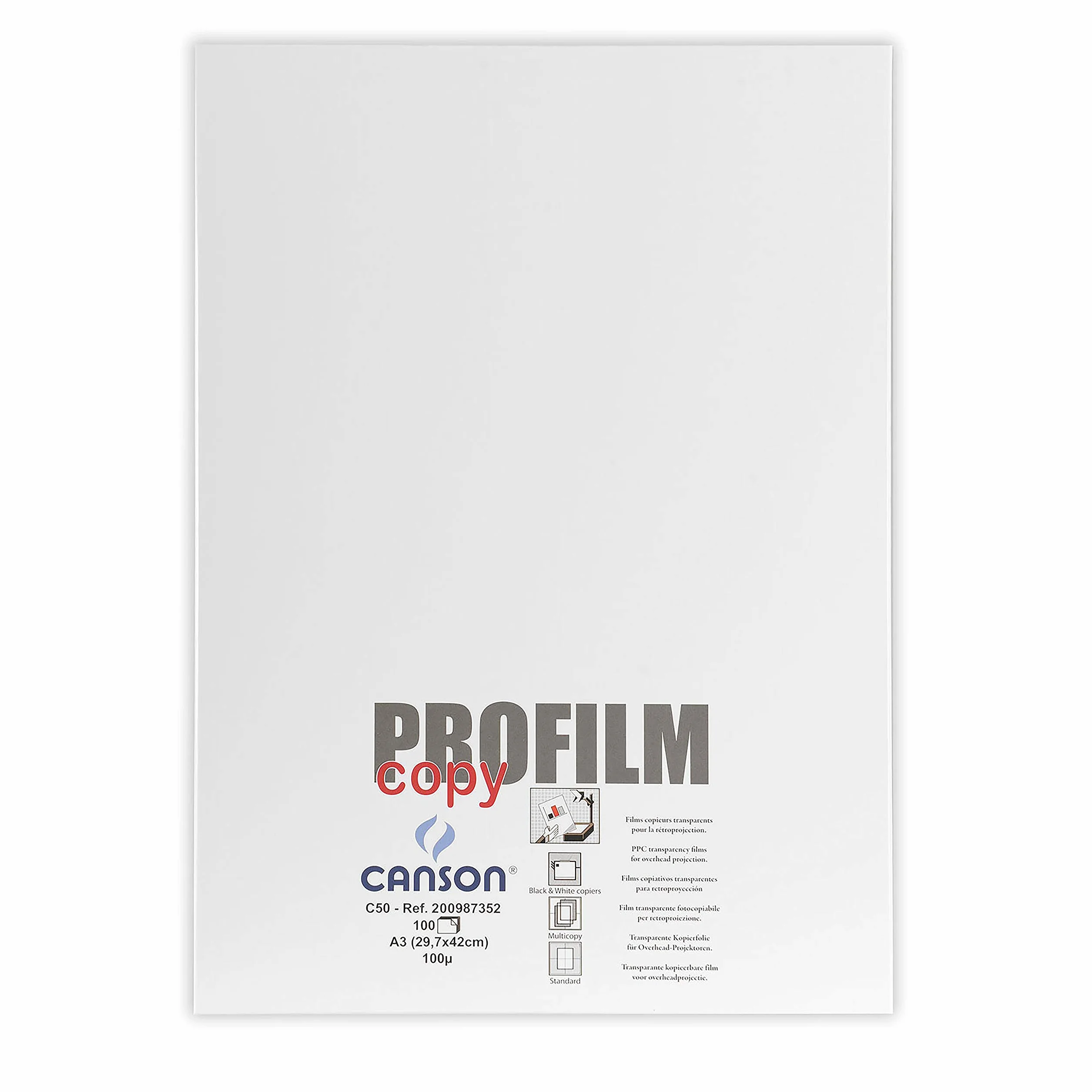 Canson Profilm Copy C50 0.1 mm Transparente, Caja A3, 100 hojas