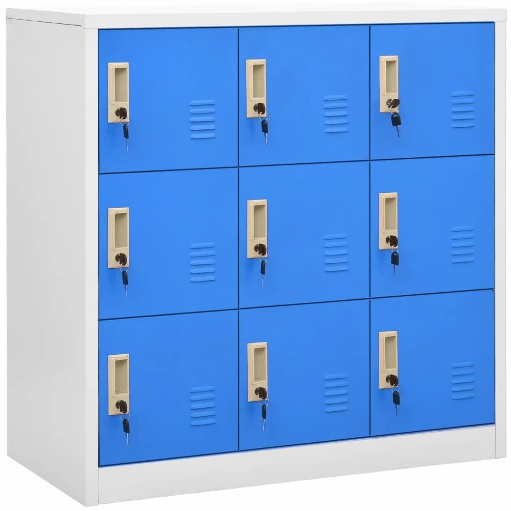 vidaXL Armario Taquilla Casillero Escuela Libros Archivos Almacenamiento Oficina Archivador Habitación de Acero Gris Claro y Azul 90x45x92,5 cm