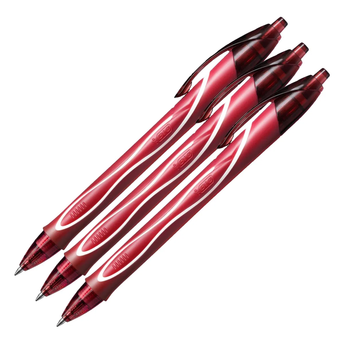BIC Gel-ocity Quick Dry Bolígrafos Tinta en Gel Punta Media (0,7 mm) - Rojo, Caja de 12 Unidades - Bolígrafo retráctil con tinta de secado ultrarrápido (Paquete de 3)