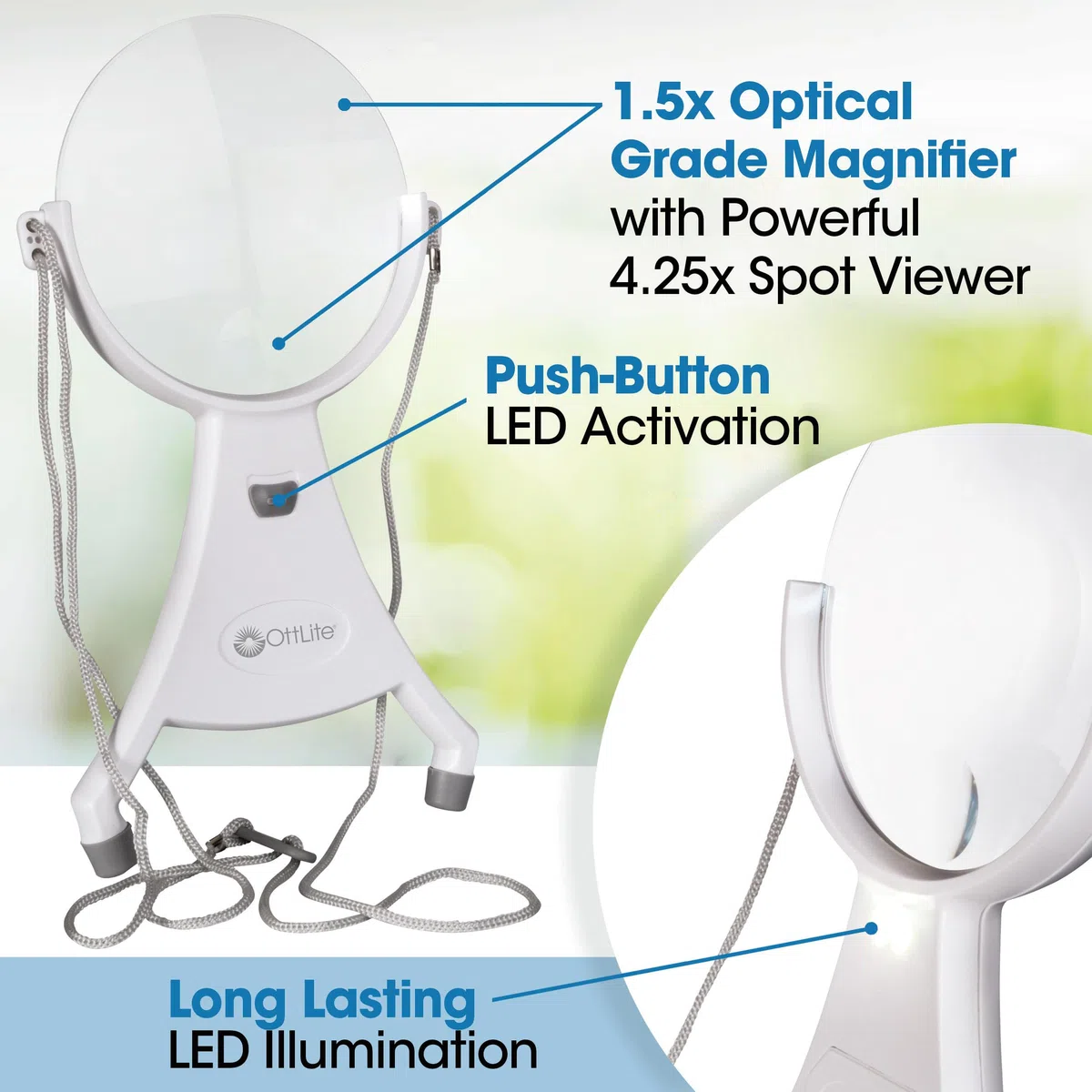 OttLite lupa de manos libres con luz LEDS