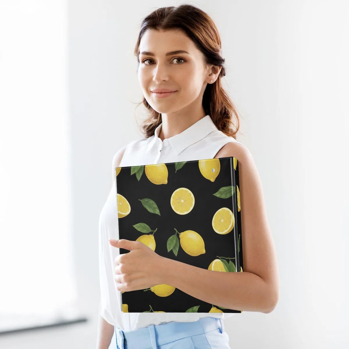 Lemons - Carpeta negra de tres anillos de 1.5 pulgadas, carpeta de anillos en D, paquete de 2 | Con portapapeles y bolsillos, para escuela, universidad, oficina