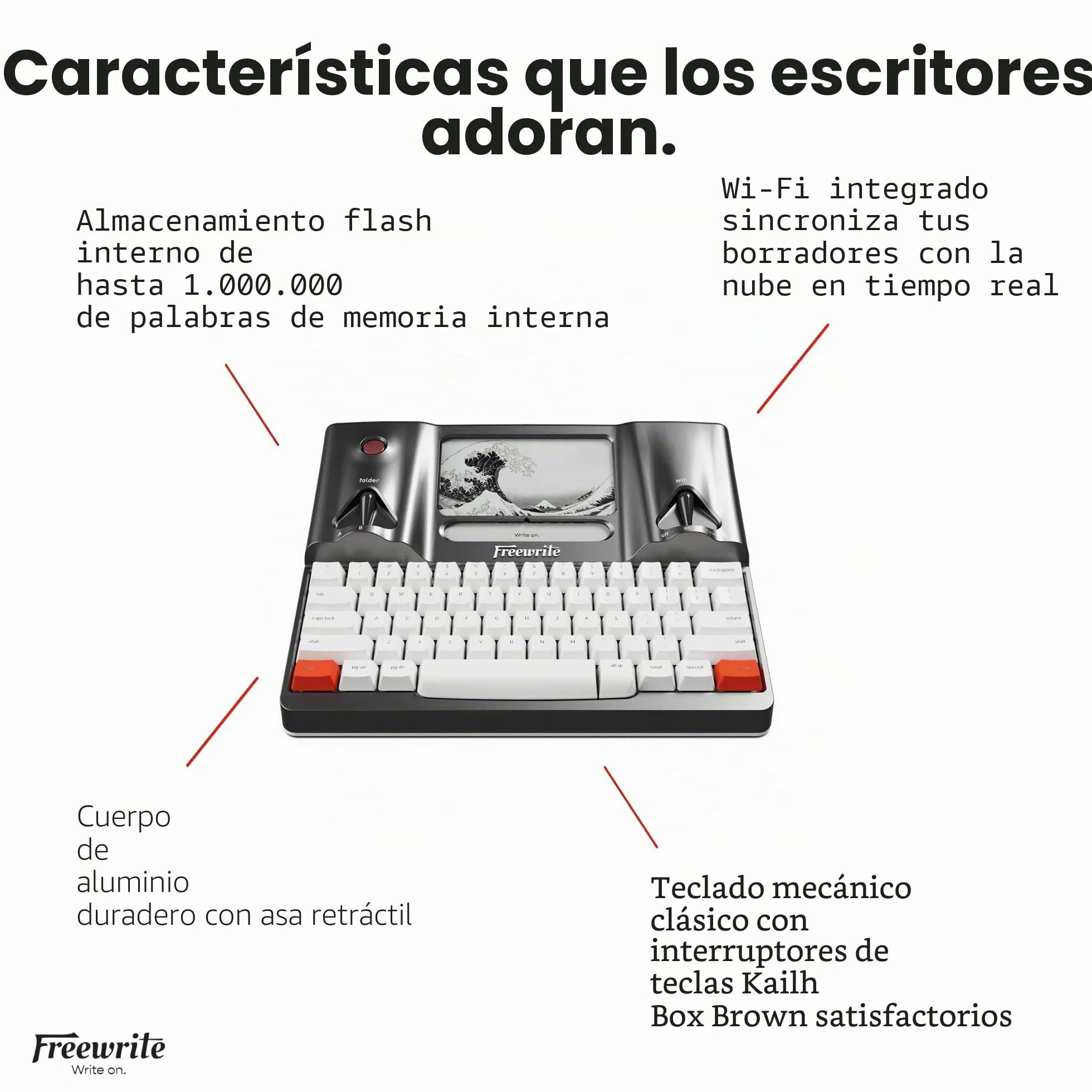 Astrohaus Freewrite - Máquina de Escribir Inteligente de 3ª generación, Herramienta de Escritura sin distracciones con Pantalla de Tinta electrónica iluminada, Teclado mecánico y sincronización Wi-Fi