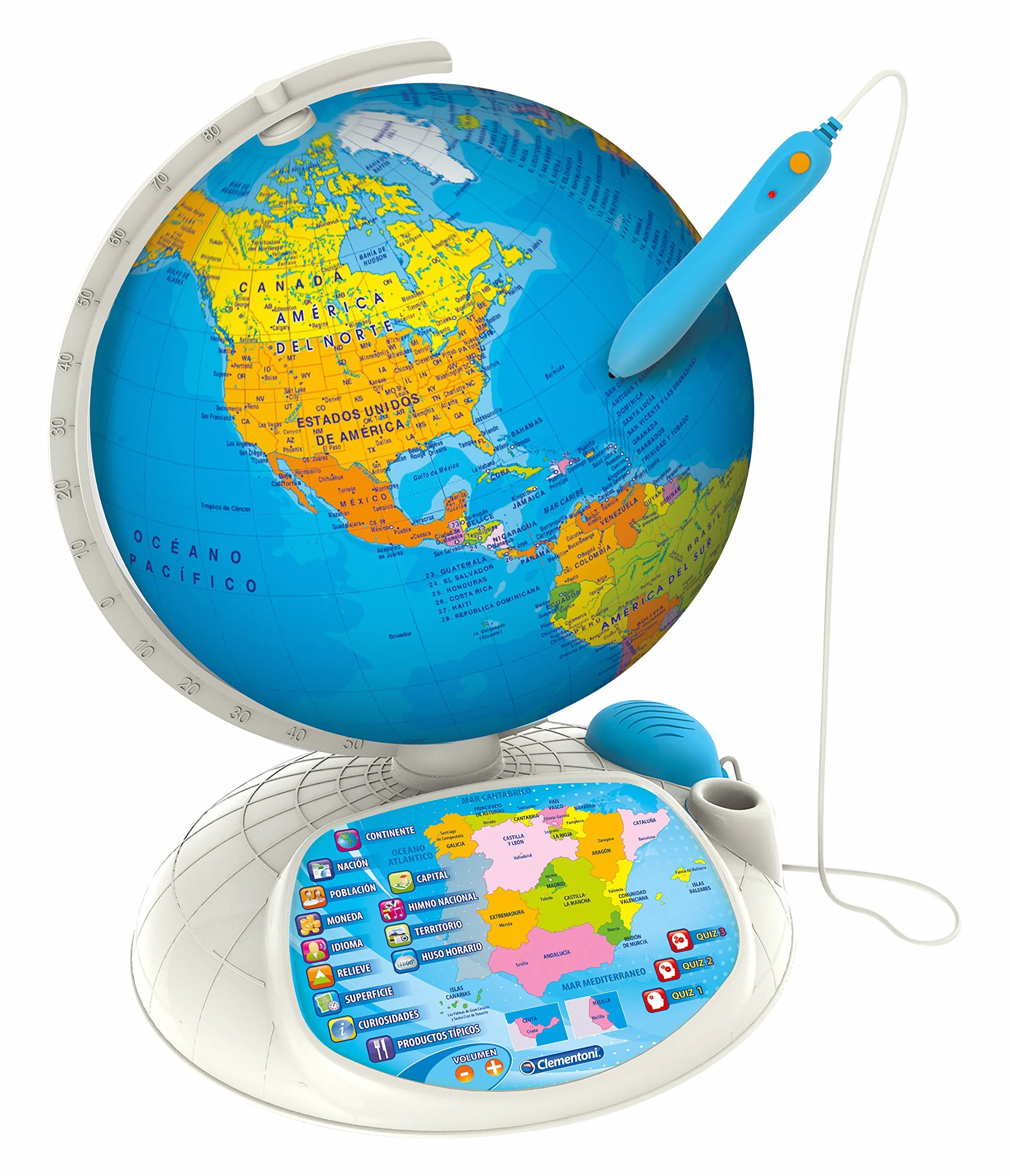 Clementoni Globo Terráqueo Interactivo, bola del mundo interactiva con sonido y App, a partir de 7 años, idioma español (55117), Multicolor