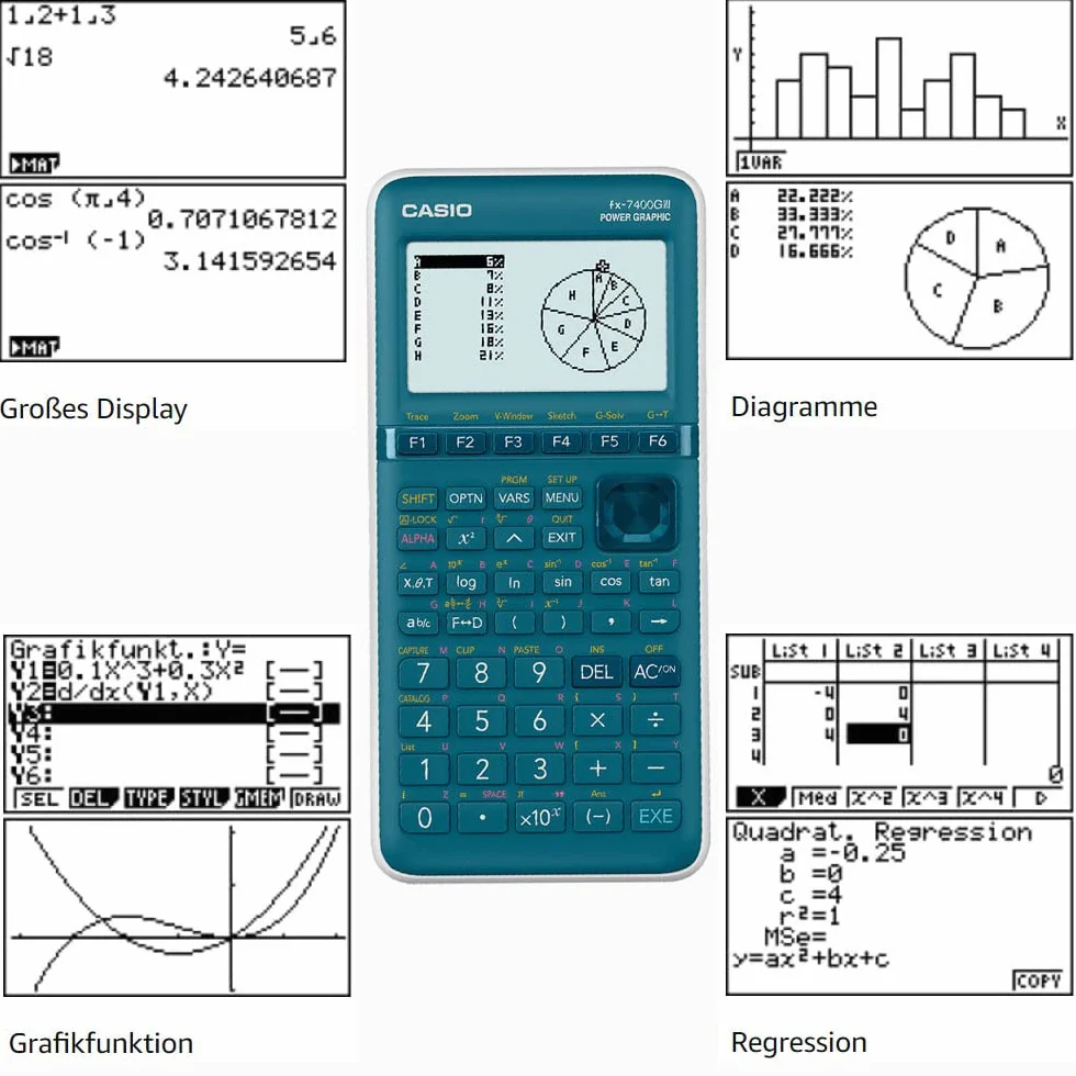 Casio FX-7400GIII - Calculadora gráfica (Pantalla Cian, 21 Unidades, 87,5 x 21,3 cm)