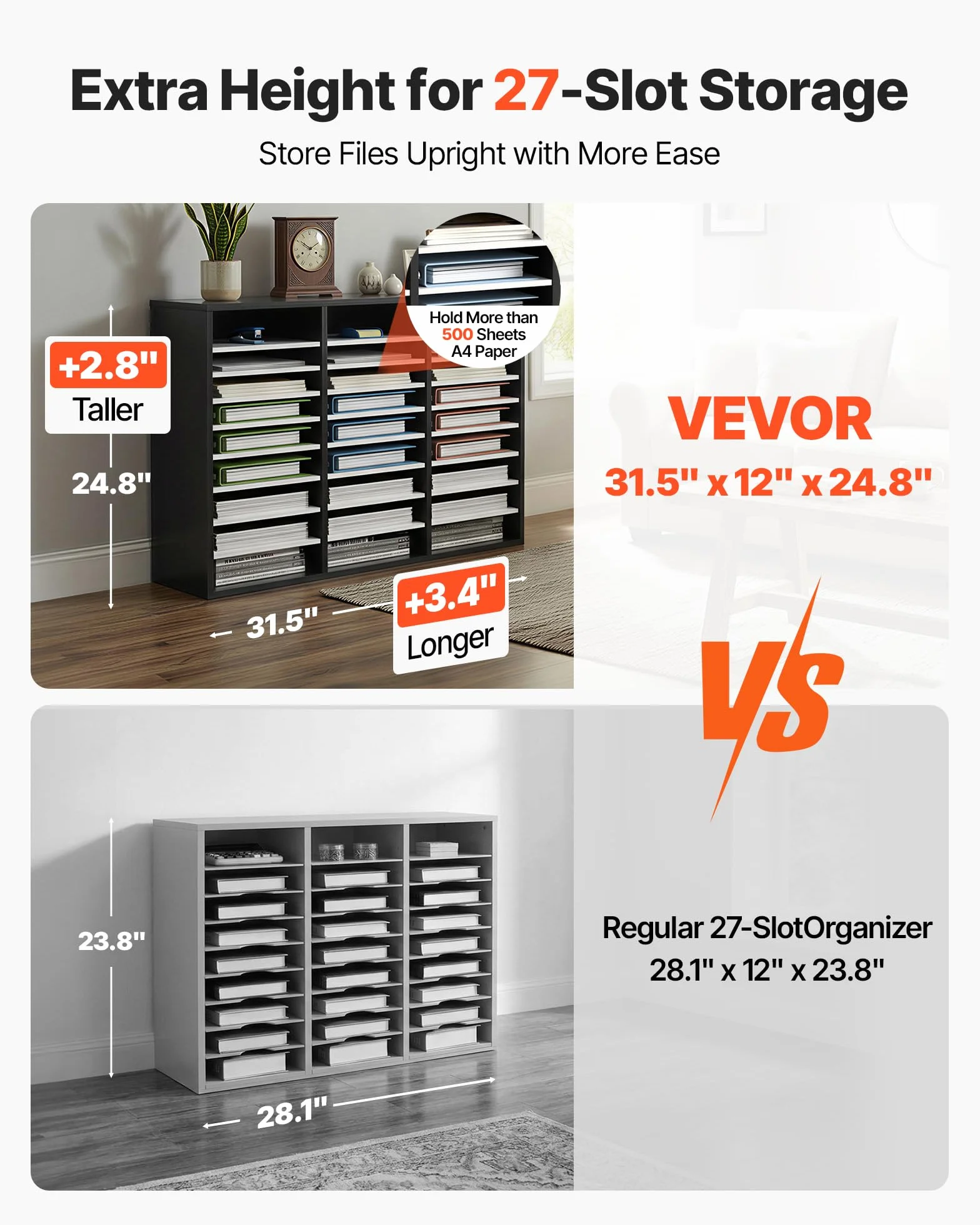 VEVOR Organizador de Literatura 997x305x680 mm 36 Compartimentos Estantes Ajustables Gris