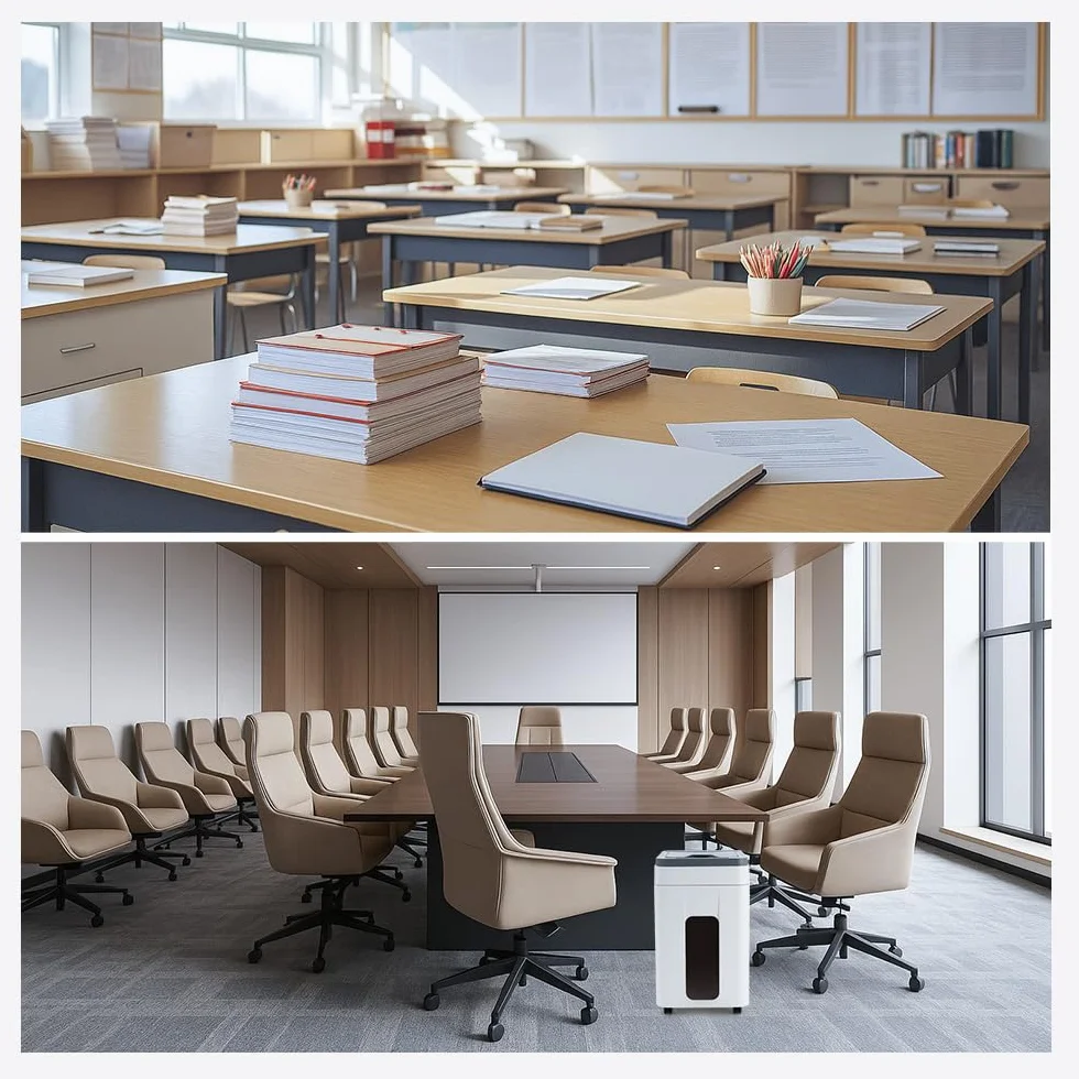 Destructora Papel Automática Profesional: 400 Hojas Microcorte P-5 Non Stop Destruye Tarjetas/Grapas con Cubo 50L para Oficina Casa Clínicas Hospitales Centros Educativos