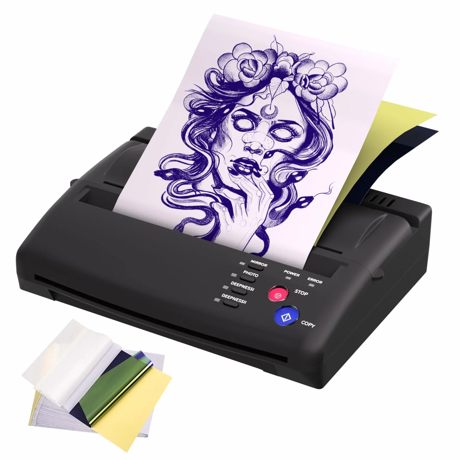 Termocopiadora Tattoo Impresora Tattoo con 20 Piezas de Papel de Transferencia para Tatuaje
