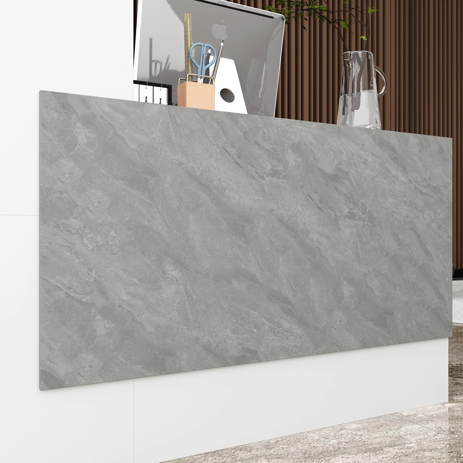 Mostrador de recepción, mostrador de recepción con 6 estantes, mostrador de recepción, mostrador de tienda, mostrador de venta con cajón de teclado, mueble de recepción, MDF, 220 x 60 x 110