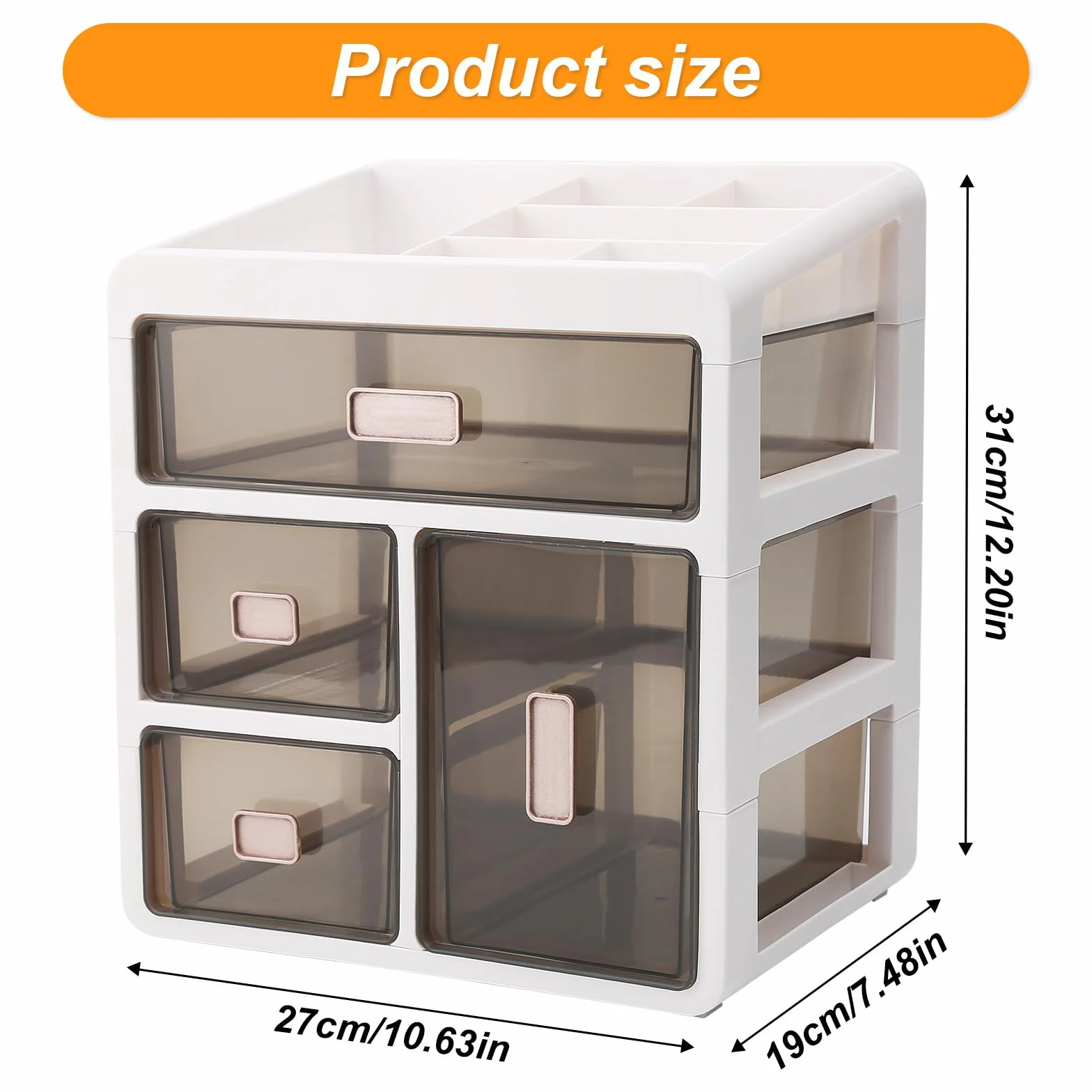 Esenlong - Caja de almacenamiento de plástico de 4 niveles para medicamentos, caja de almacenamiento tipo cajón, caja de almacenamiento para el hogar, cajón de almacenamiento para maquillaje