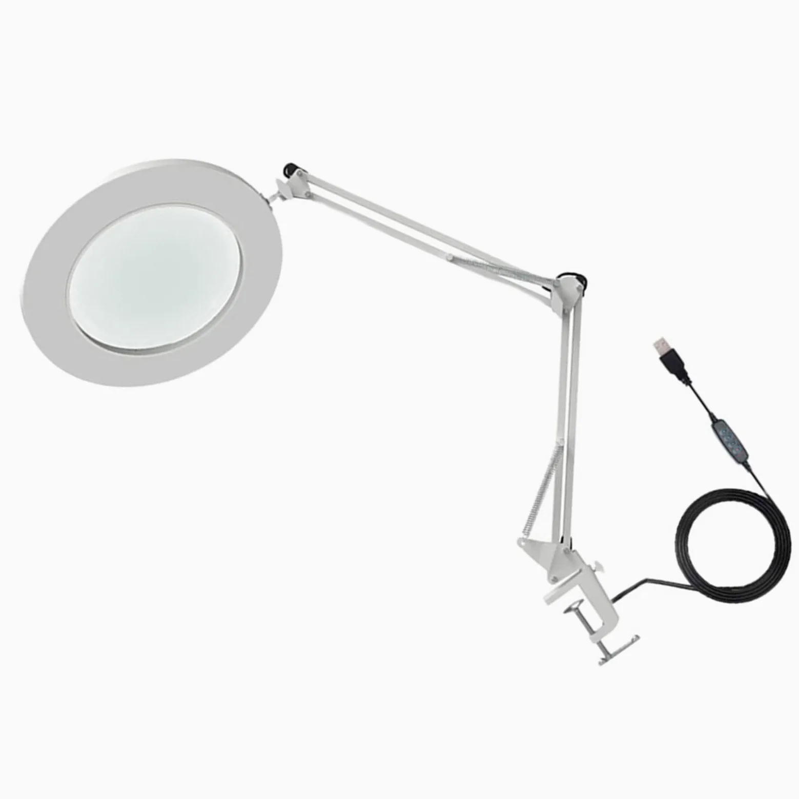 AMONIDA Lupa LED 10X con Brazo Flexible de Brillo Ajustable para Tareas Detalladas en el Banco de Trabajo, 1 Unidad (White)