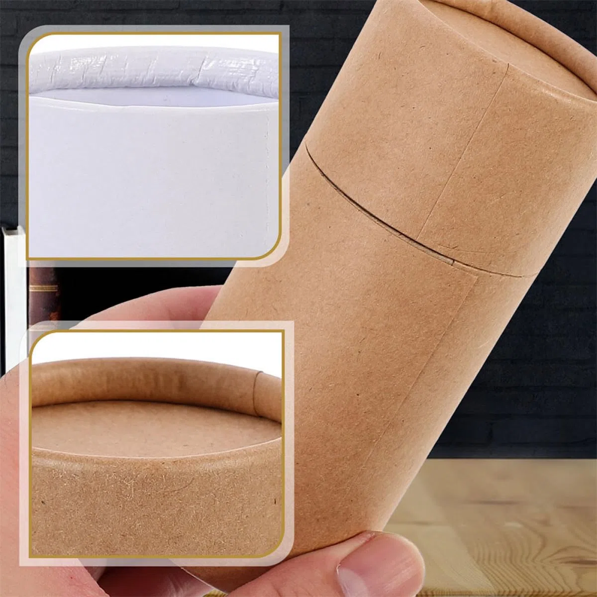 Genérico Contenedores de Papel Kraft para 8 Botellas de Aceite Esencial, Cajas Cilíndricas para Embalaje, Convenientes para Almacenamiento y Fáciles de Transportar