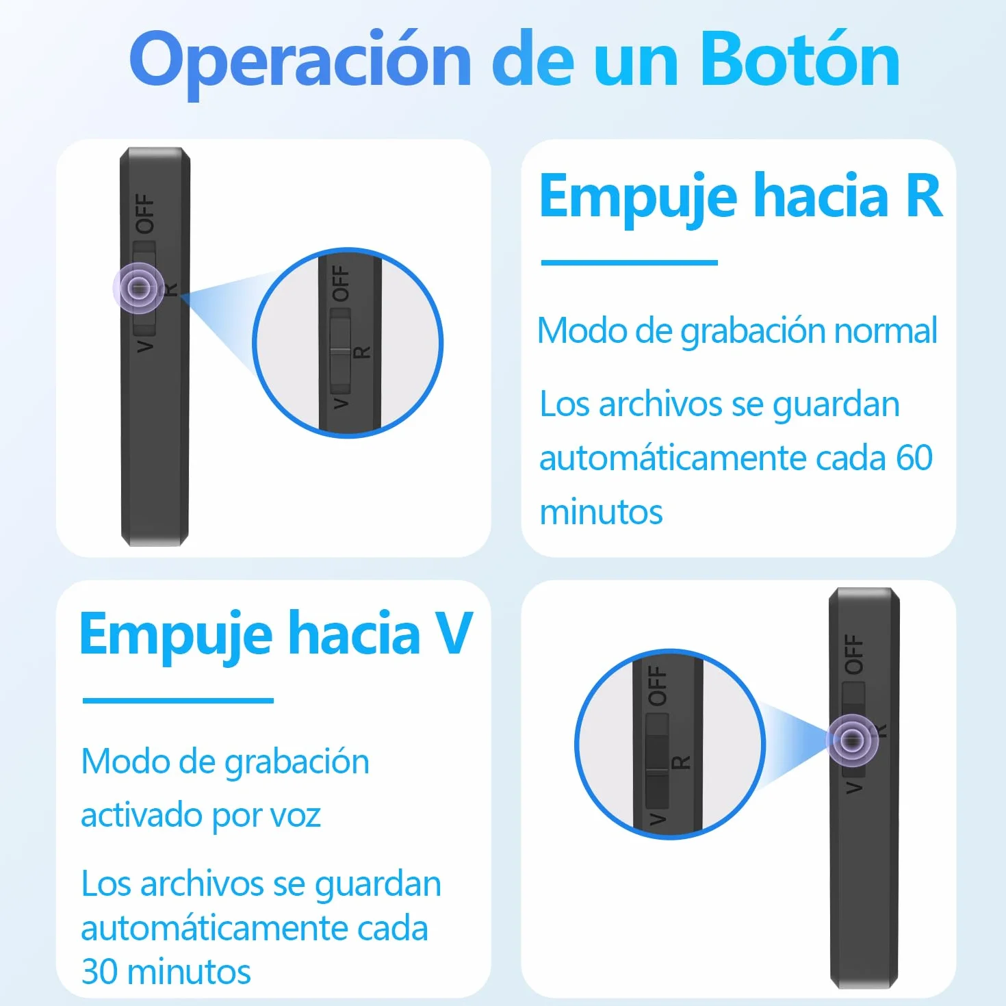 Grabadora de Voz Mini 64 GB Activación Vocal Recargable USB para Reuniones