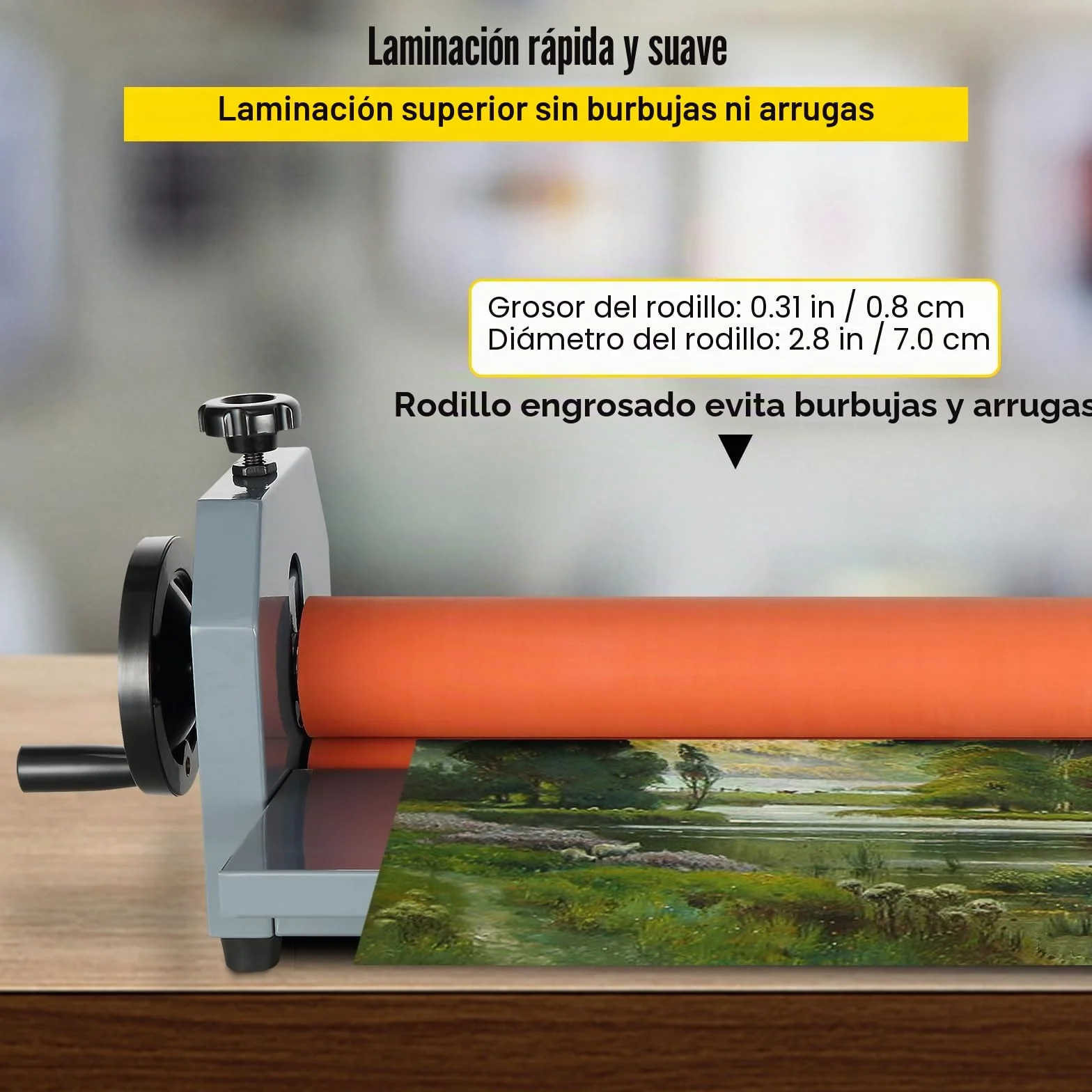VEVOR Máquina Laminadora en Frío Manual de 1000 mm, Maquina Laminadora Profesional Espesor Máximo 18 mm, con Pies Ajustables, Laminadora de Rollo para Las Tiendas de Fotografía Publicidad Fotocopias