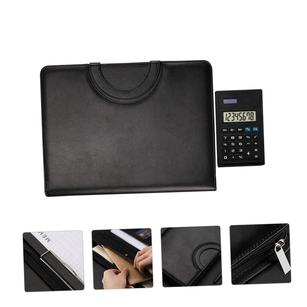 Artibetter Carpeta de Portafolios de Negocios A4 con Cremallera, Pu Negro | Organizador de Documentos, Carpeta Archivador y Carpeta Portadocumentos, Decoracion Colegio, Material de Oficina
