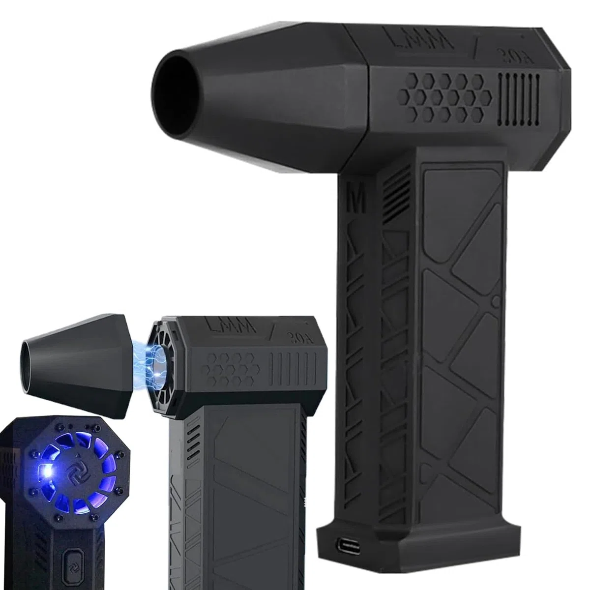 Hydrayne Air Blaster 2,0, Mini plumero de aire eléctrico Recargable Hydrayne, 3 engranajes ajustables, potente soplador de 130000 RPM con luz