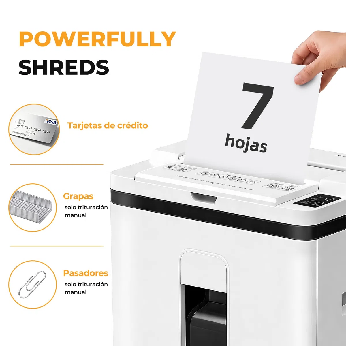 Trituradora de Papel con Alimentación Automática, 40 min Continuo, Nivel P-5, Destructora Eléctrica, Papelera 22L, para Oficina/Casa/Industrial/Hogar