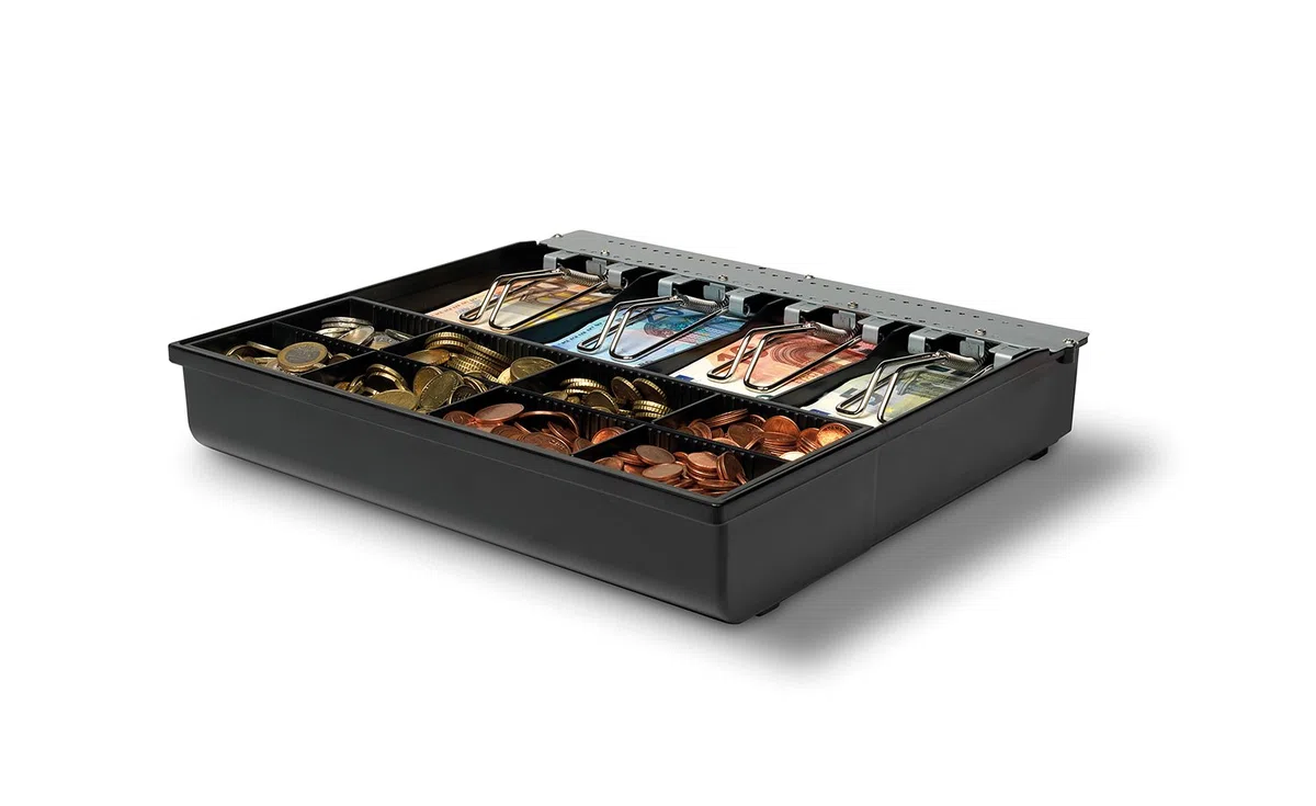 Safescan 3540T Gaveta ajustable para el cajón portamonedas - Gaveta de la caja dinero con 4 apartados para billetes y 8 para monedas - Compatible con el cajón portamonedas Safescan SD-3540