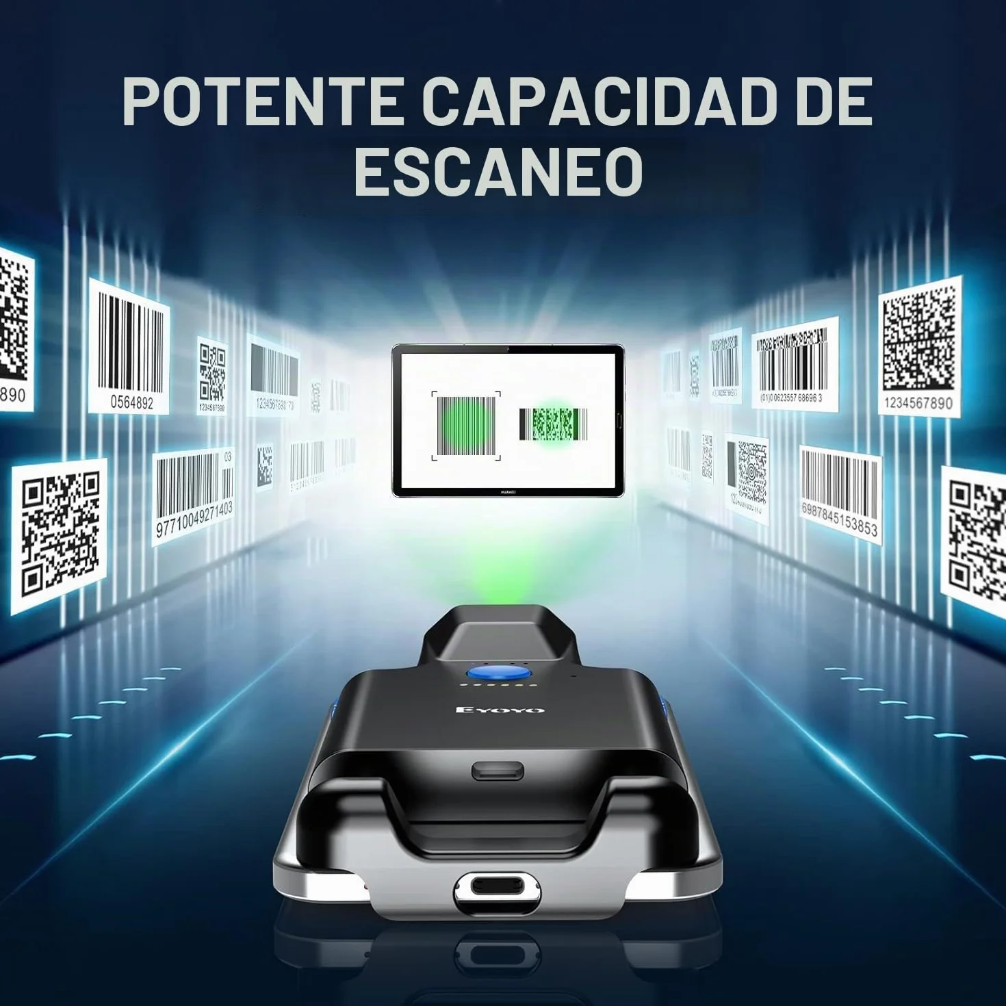 Eyoyo 2D Backclip Bluetooth Barcode Scanner, Lector de código de Barras para teléfono con Clip Trasero, escáner de código inalámbrico QR 1D con batería de 1600 mAh Compatible con Android, iOS, iPhone