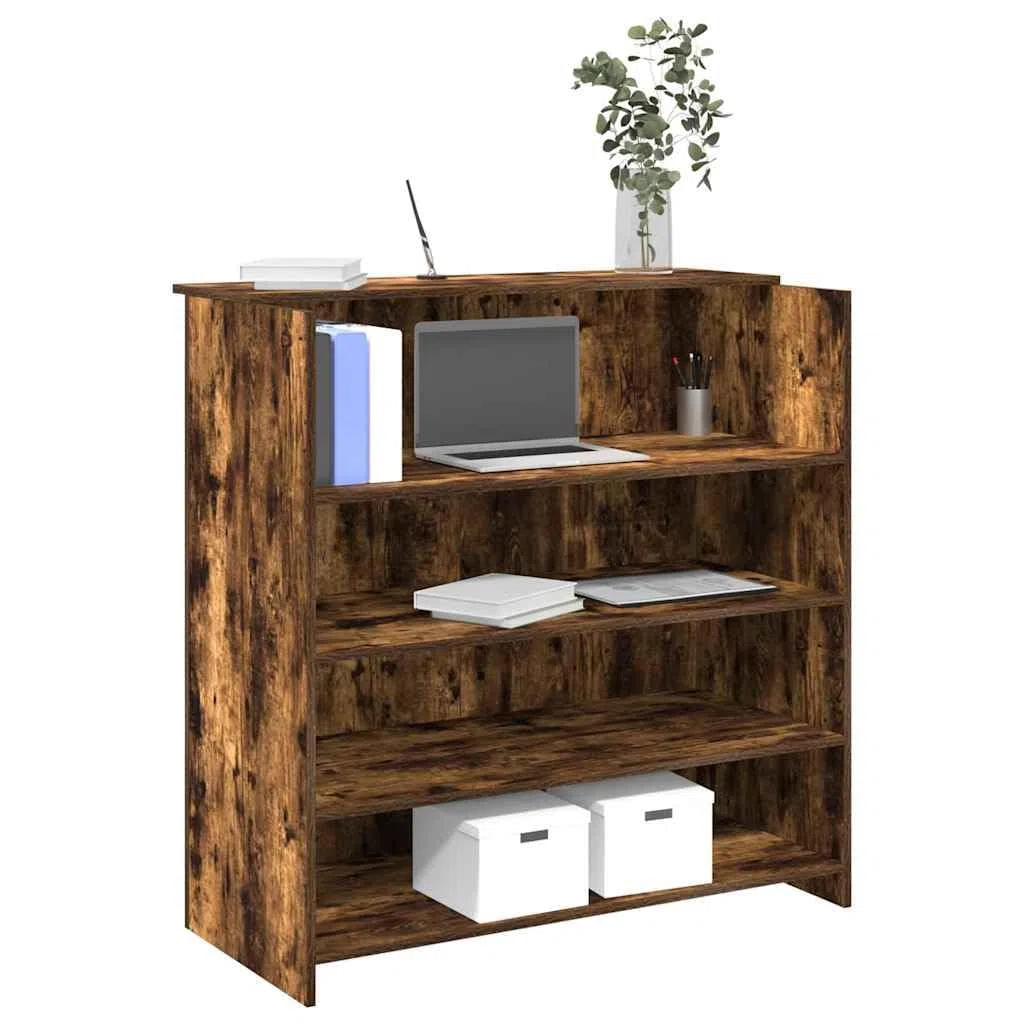 Receptor de recepción de madera 100 x 50 x 103,5 cm con espacio de almacenamiento integrado para oficina o práctica