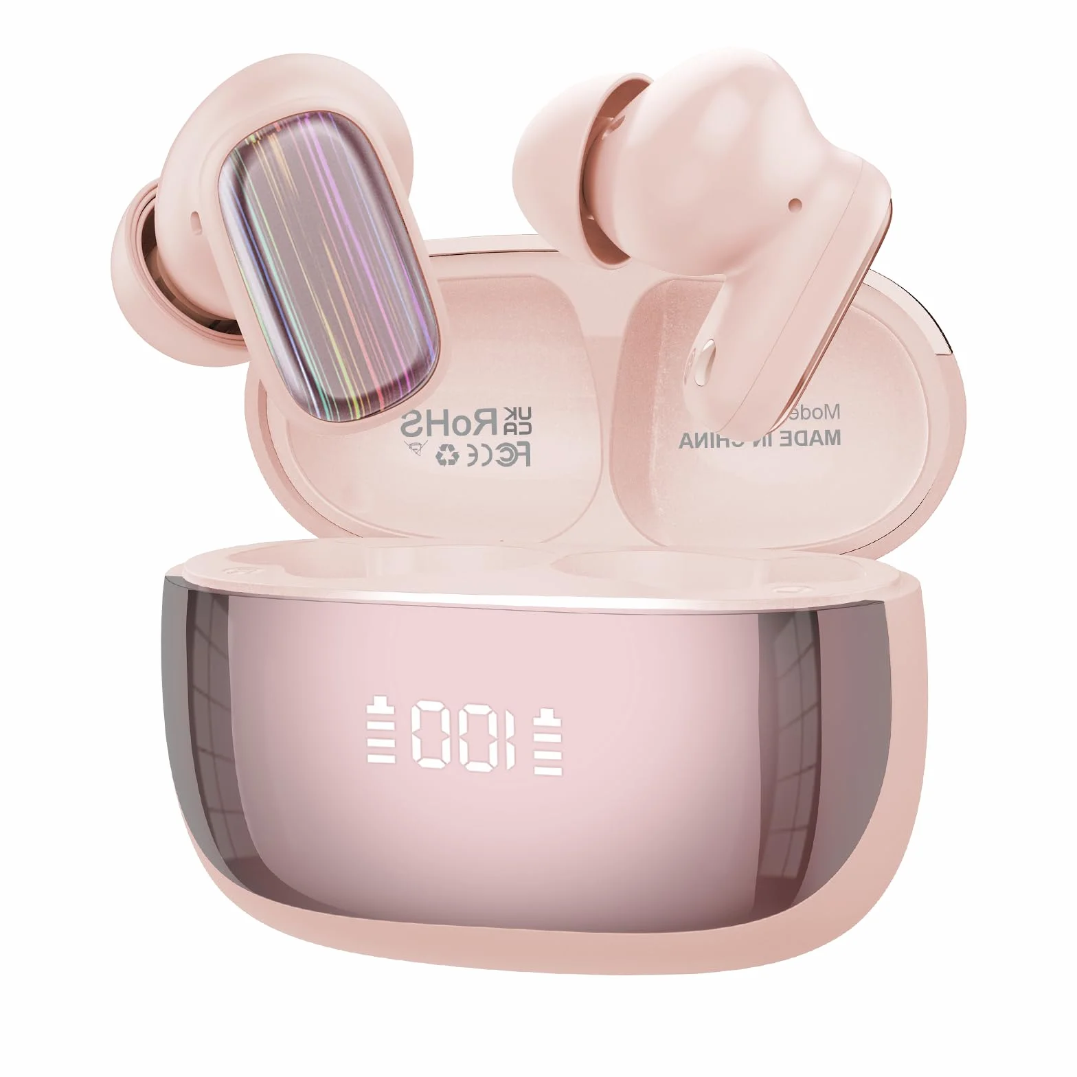 AI Auriculares Traductor de Idiomas, Auriculares traductores en Tiempo Real En 164 Idiomas con App y ENC Mic, Rosa Coral