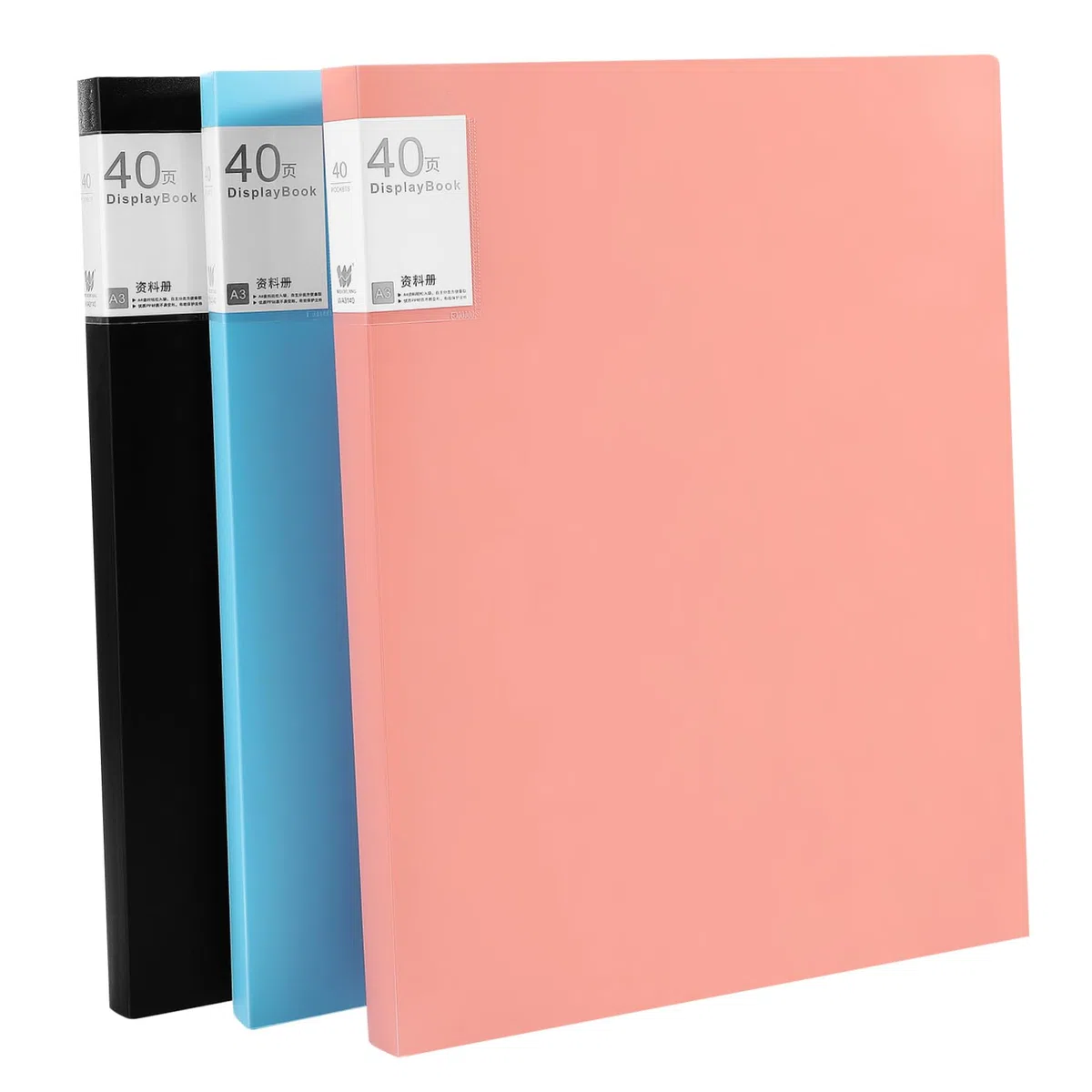 KOMBIUDA Carpeta Portafolios con Fundas de Plástico Transparente 3 Piezas 40 Páginas Almacenamiento Amplio para Oficinas y Reuniones