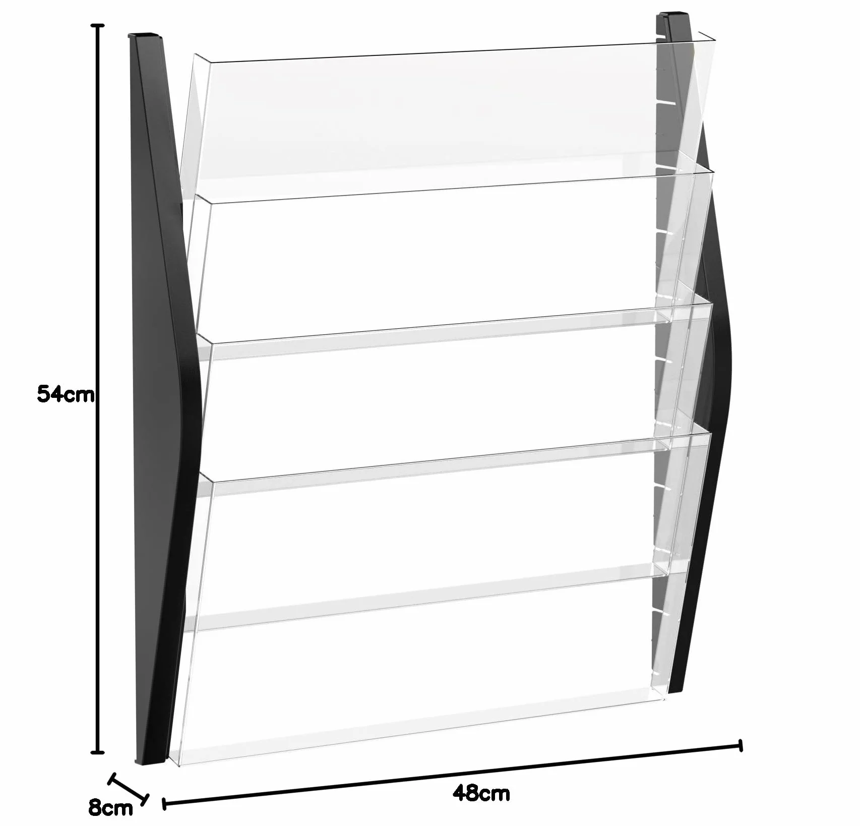 Helit H6270495 - Soporte de pared para periódicos (4 compartimentos, DIN A3, formato horizontal), color negro