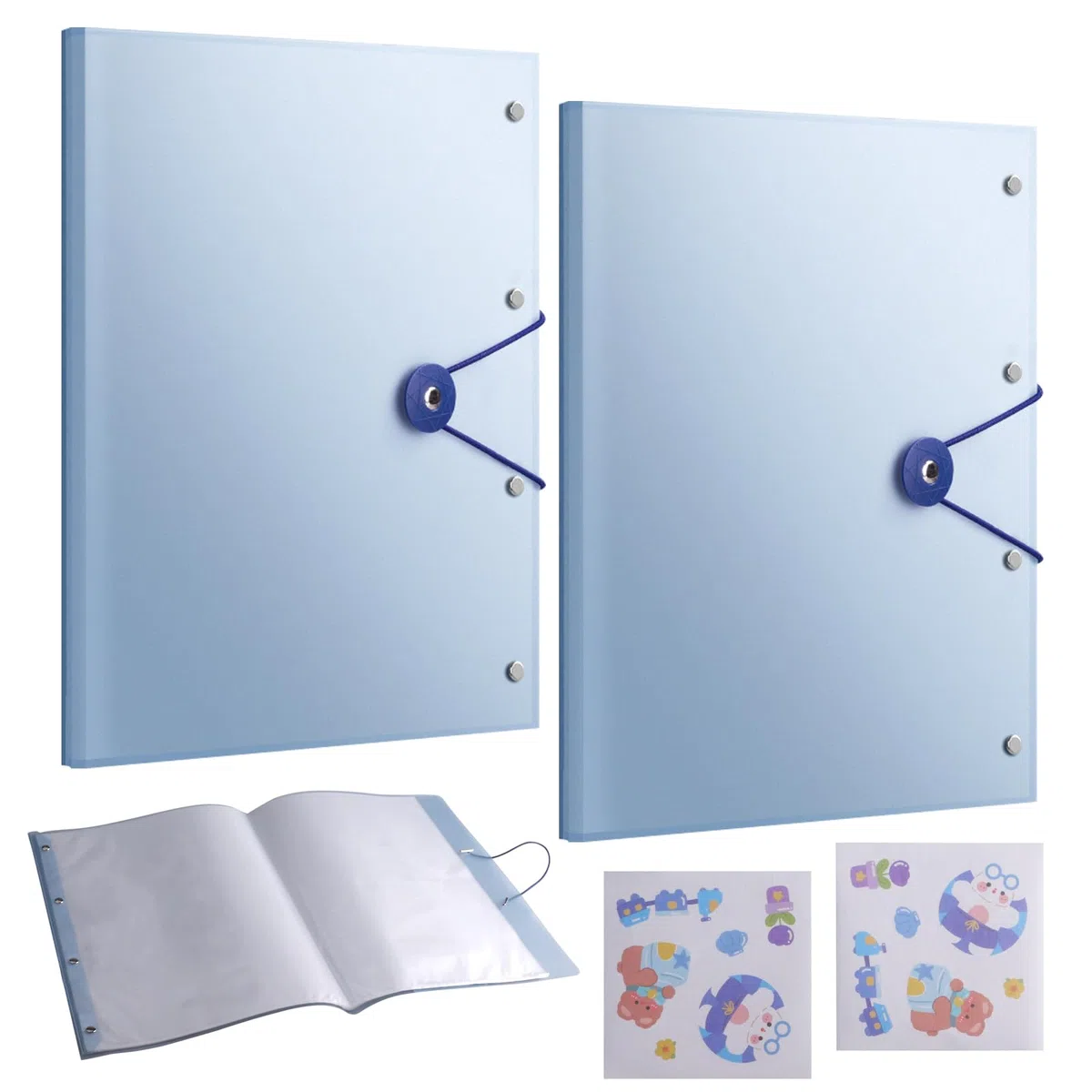 2 unidades A3 Päsentationsdisplay Book, Carpeta de presentación PP A3 con 60 fundas transparentes (cada libro 30 fundas transparentes), color azul