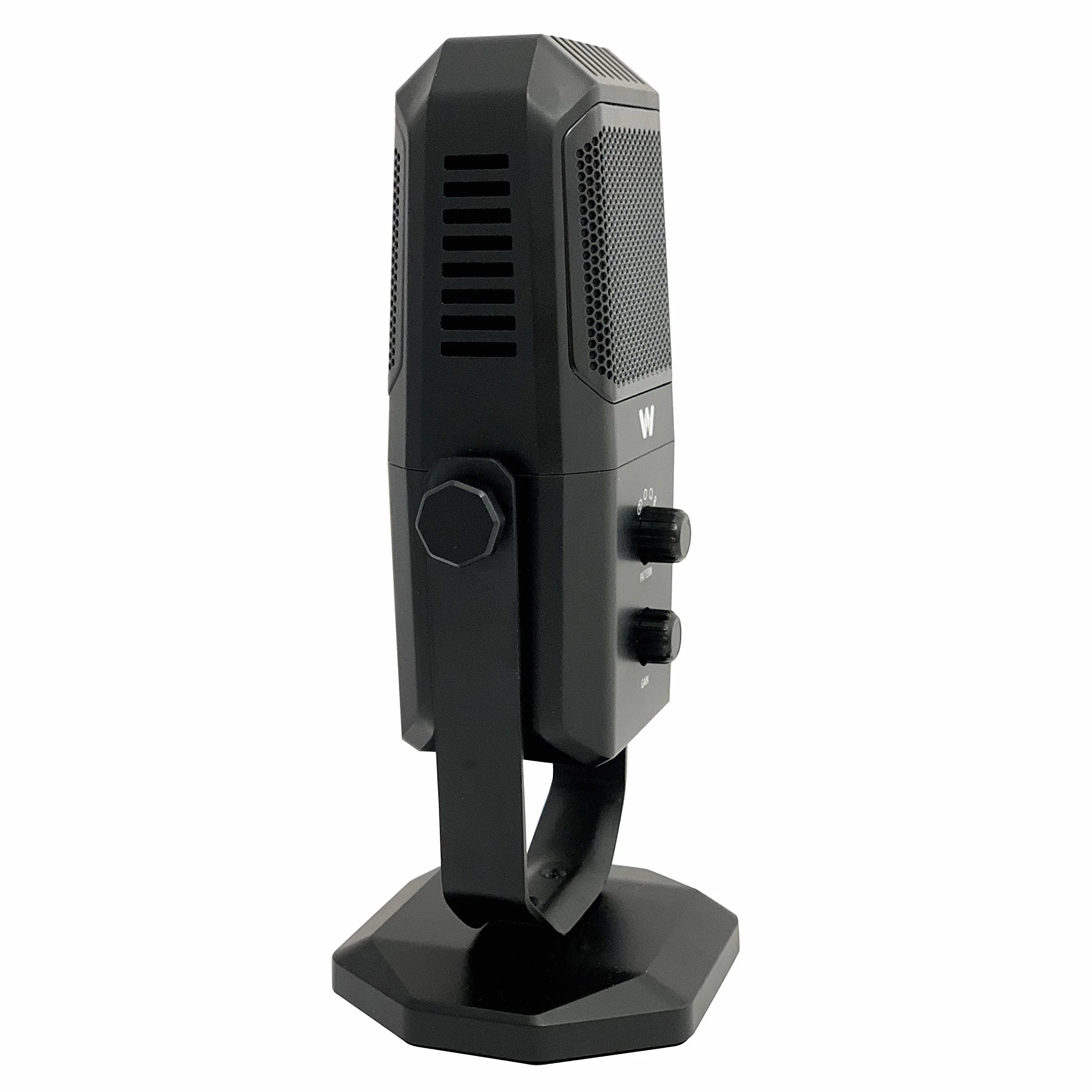Woxter Mic Studio 100 Pro - Micrófono Profesional de Condensador (cardioide y omnidireccional, 3.5mm, tecnología vertigain, Compatible con Youtube, Skype, Twitch), Color Negro