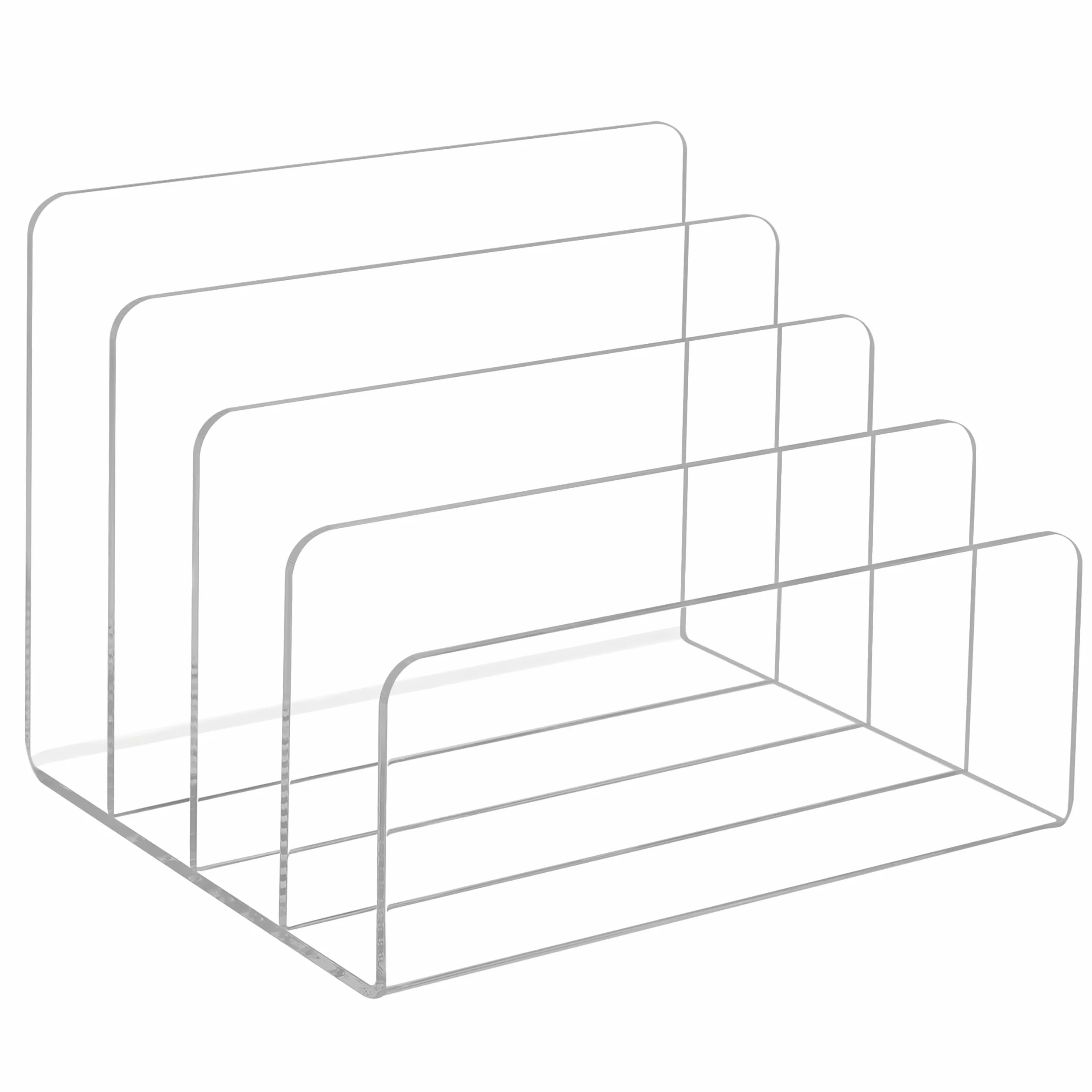 Organizador de Archivos Acrílico Transparente 4 Ranuras Clasificador de Correo Vertical