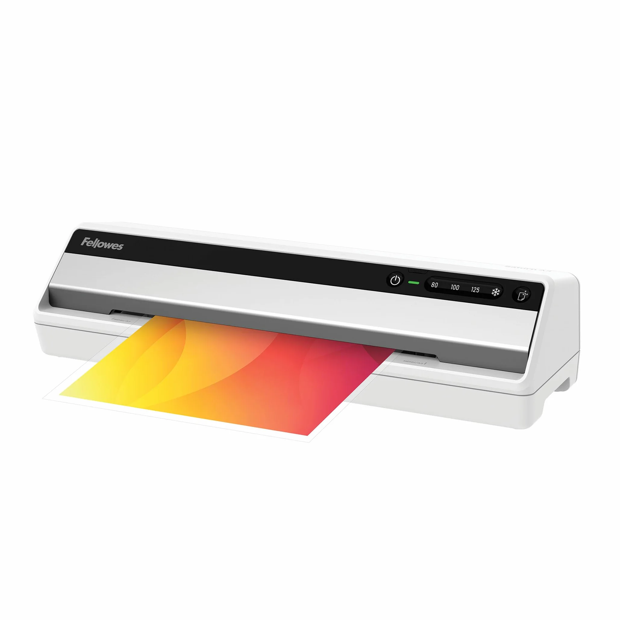 Fellowes Plastificadora Saturn A3 Pequeña Oficina – InstaHeat, lista en 60 segundos, sin atascos, apagado automático – Para fundas de 80/100/125 micras – Incluye 10 fundas – Uso en casa y oficina