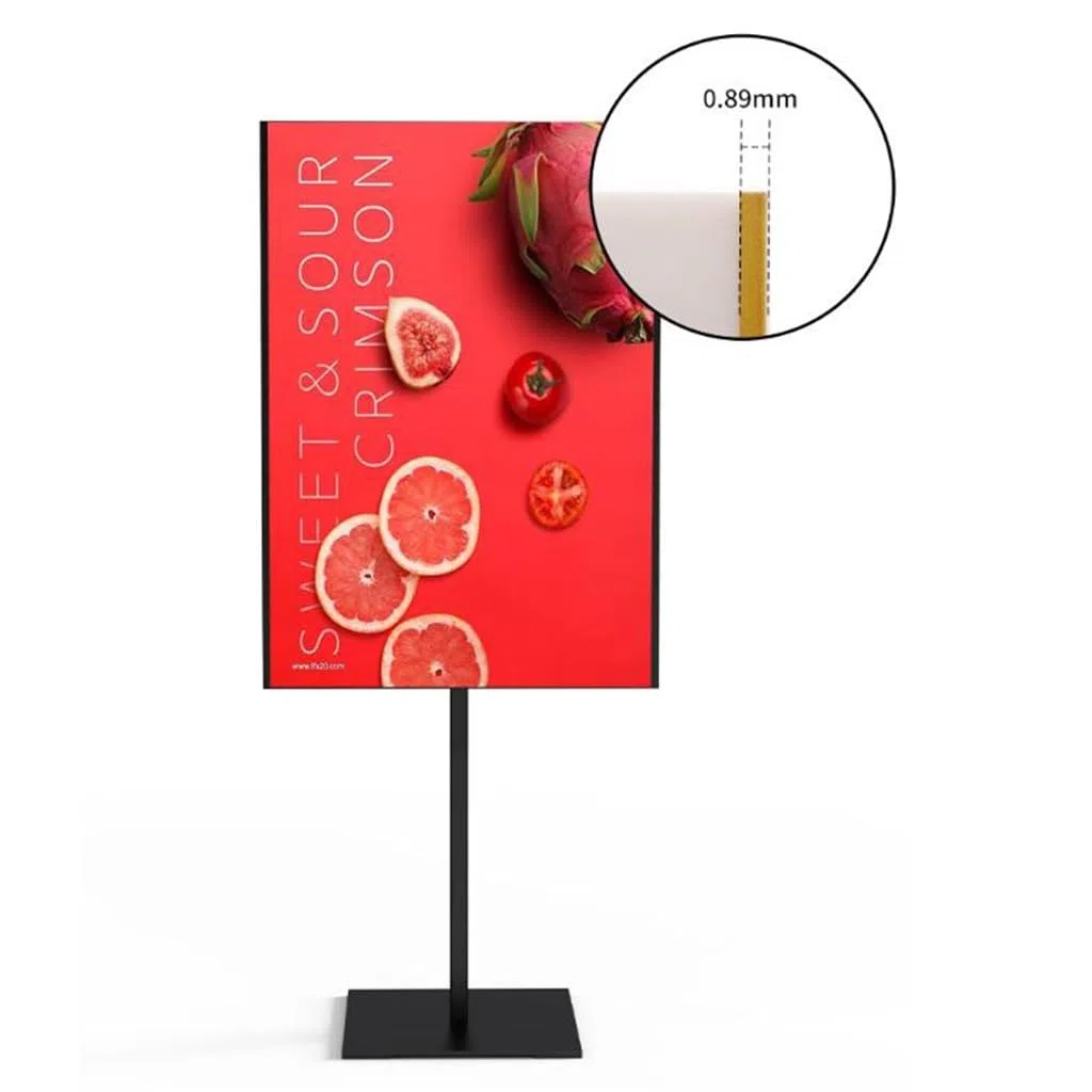 Soporte metálico para Carteles publicitarios, Ideal para anuncios comerciales. Soporte de Suelo Ajustable para Carteles, con Vista Vertical y Horizontal., Gold-A4