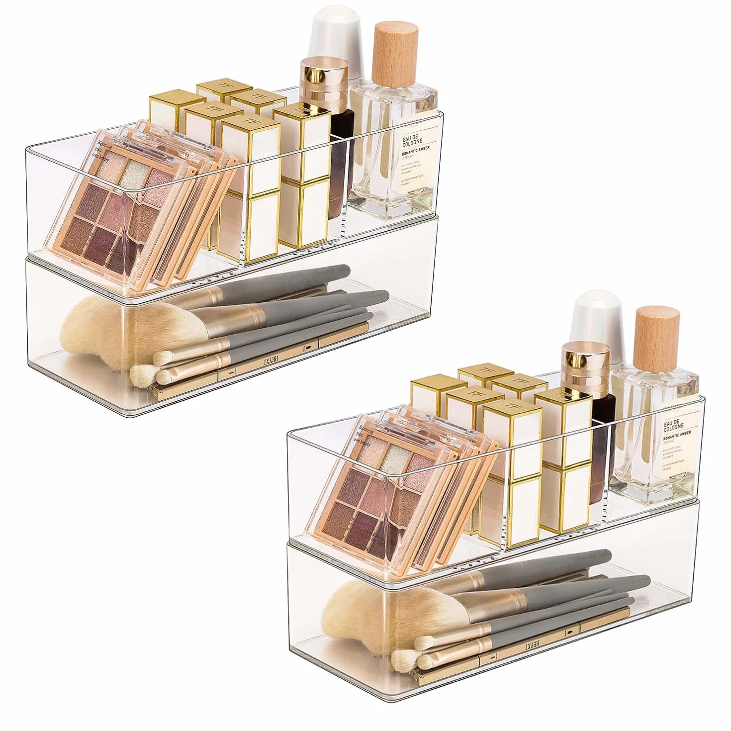JessLab Set de 4 Organizadores de Cajón Acrílicos Transparentes Apilables para Maquillaje y Joyería