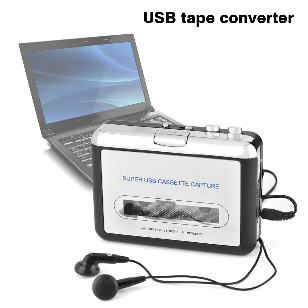 Cassette to MP3 Converter- Cassette Player USB Cassette Tape to PC MP3 CD Converter Capture, Cassette Recorder with Headphones, Fácil de Usar