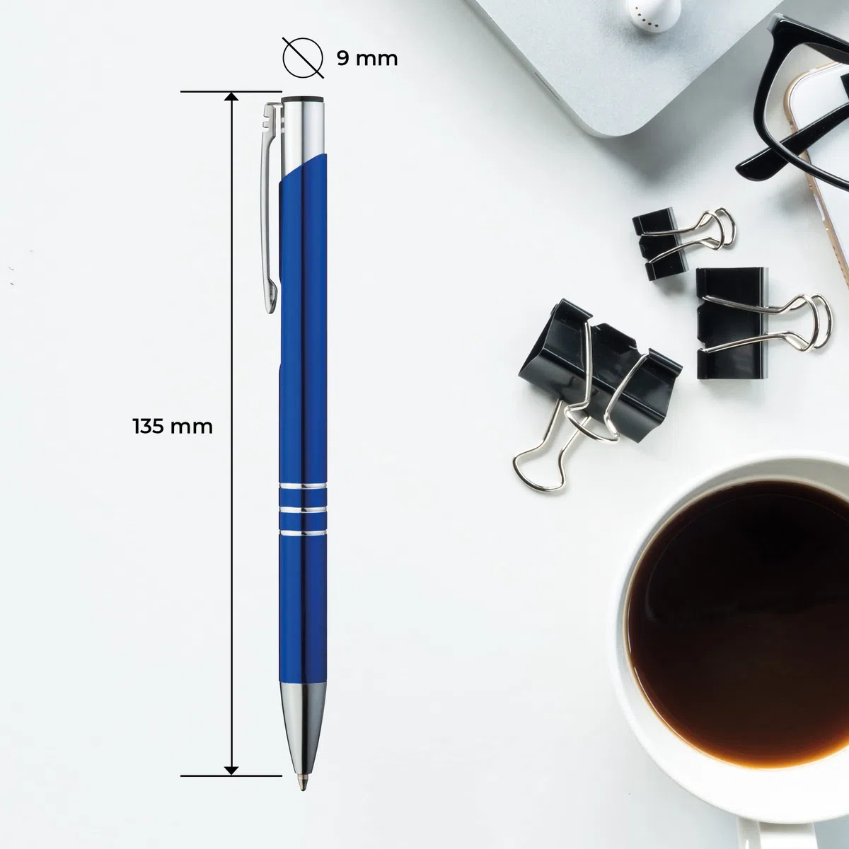 Boligrafos de metal 50 unidades | Set premium de boligrafos, para escribir fácil y suavemente | Boligrafo azul de tinta azul negra