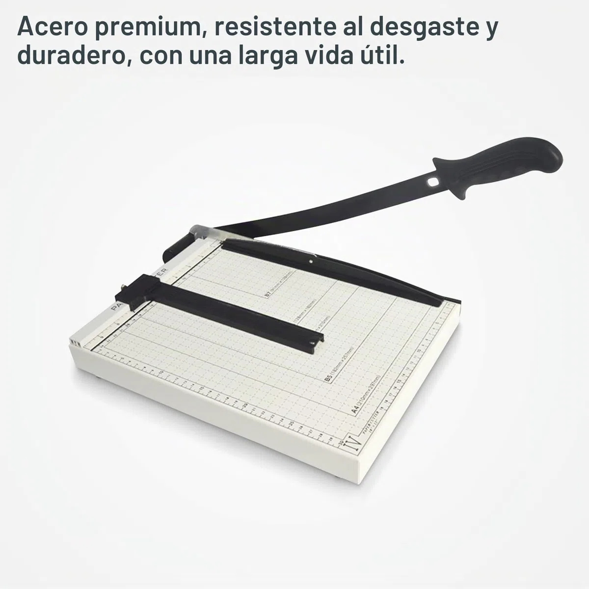 Plplaaoo Cortadora de Papel Guillotina A3 A4, Cizalla Manual con Cuchilla de Acero & Regla Ajustable, para Oficina Escuela y Fotografía, Capacidad 10 Hojas, Base Metálica Blanco