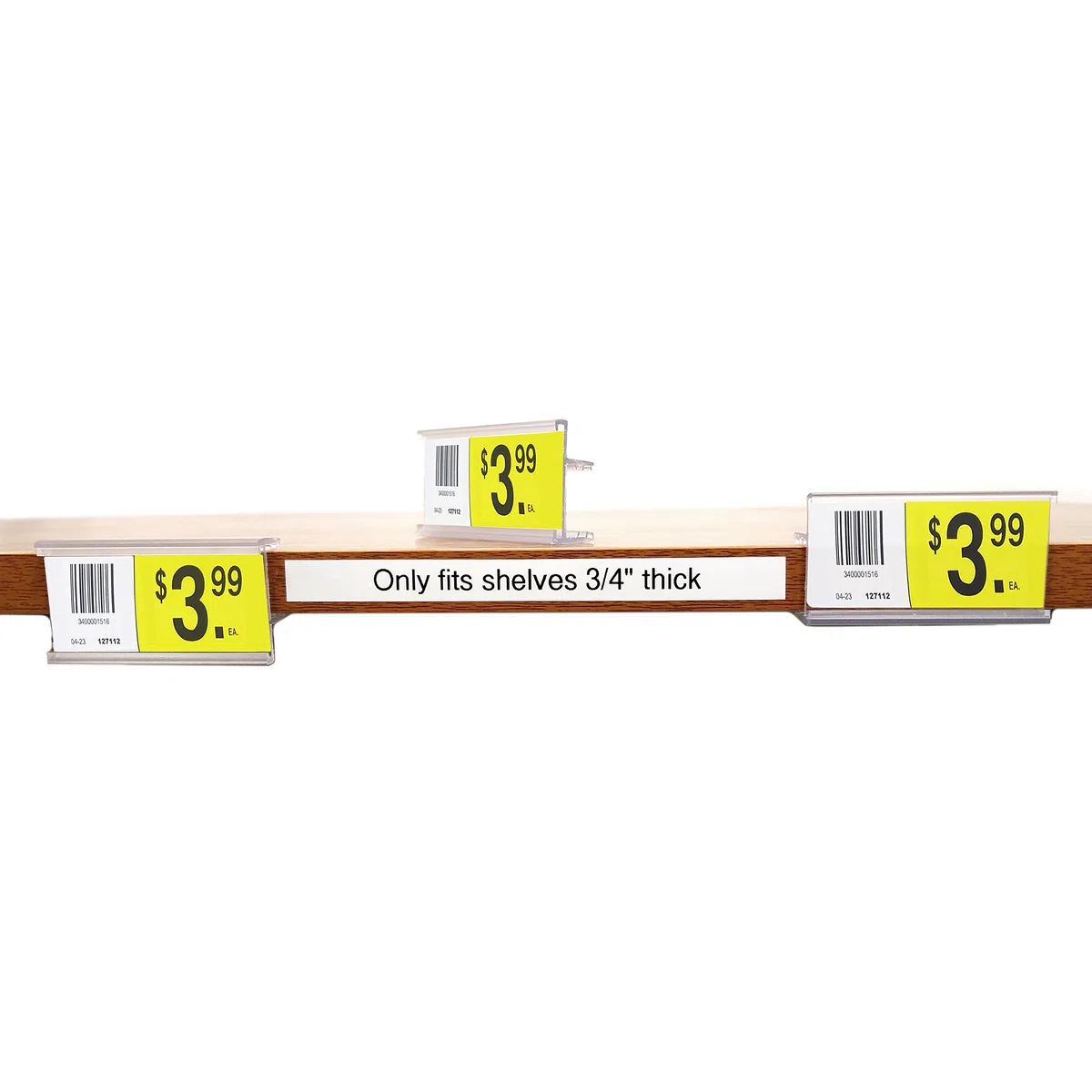 Soporte de madera transparente con ranura para billetes de 6,35 cm de largo x 3,81 cm de alto, clips y agarres en estantes de 1,9 cm de grosor – múltiples cantidades disponibles