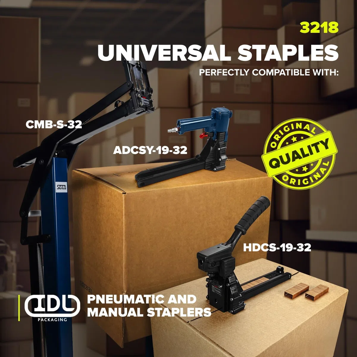 Grapas resistentes para CMB, HDCS, ADCSY 19-32, 1 1/10.2 cm x 3/10.2 cm x 0.2 cm (10 cajas, 20000 piezas) - Grapas industriales no oxidantes - Grapas para grapadoras industriales - Caja de grapas IDL