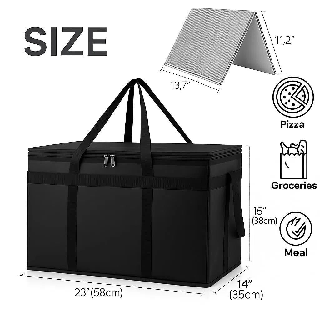 Bolsa para llevar, paquete de dos unidades, 3XL, color negro y placa base