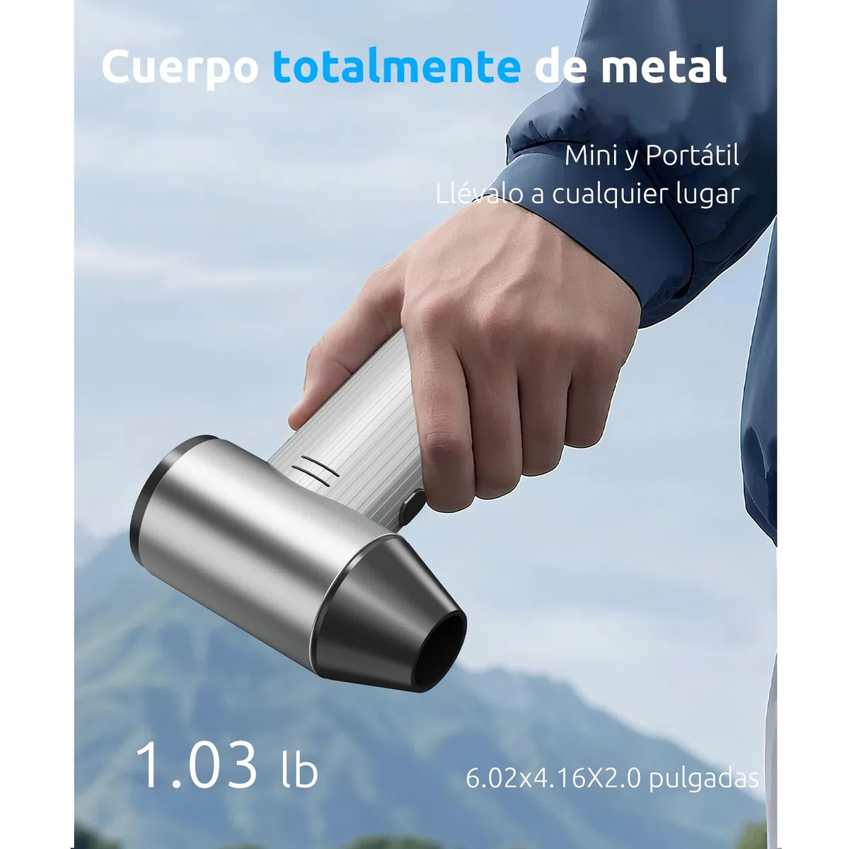 Soplador de Aire Comprimido de Metal, 270000 TR/Min de Pulverización de Aire Comprimido con 3 Velocidades ajustables, Aire Comprimido Limpieza PC, Soplador Batería para Coche, Hogar y Exterior - Plata