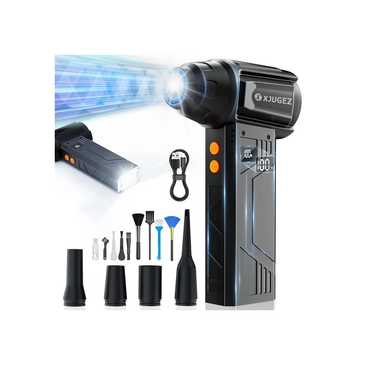Soplador de Polvo Eléctrico,180000RPM Mini Soplador de Aire Potente de 4 Velocidades,Aire Comprimido Limpieza PC,Laptop,Teclado,Casa y Auto con Kit Limpieza PC en Lugar de Spray Aire Comprimido