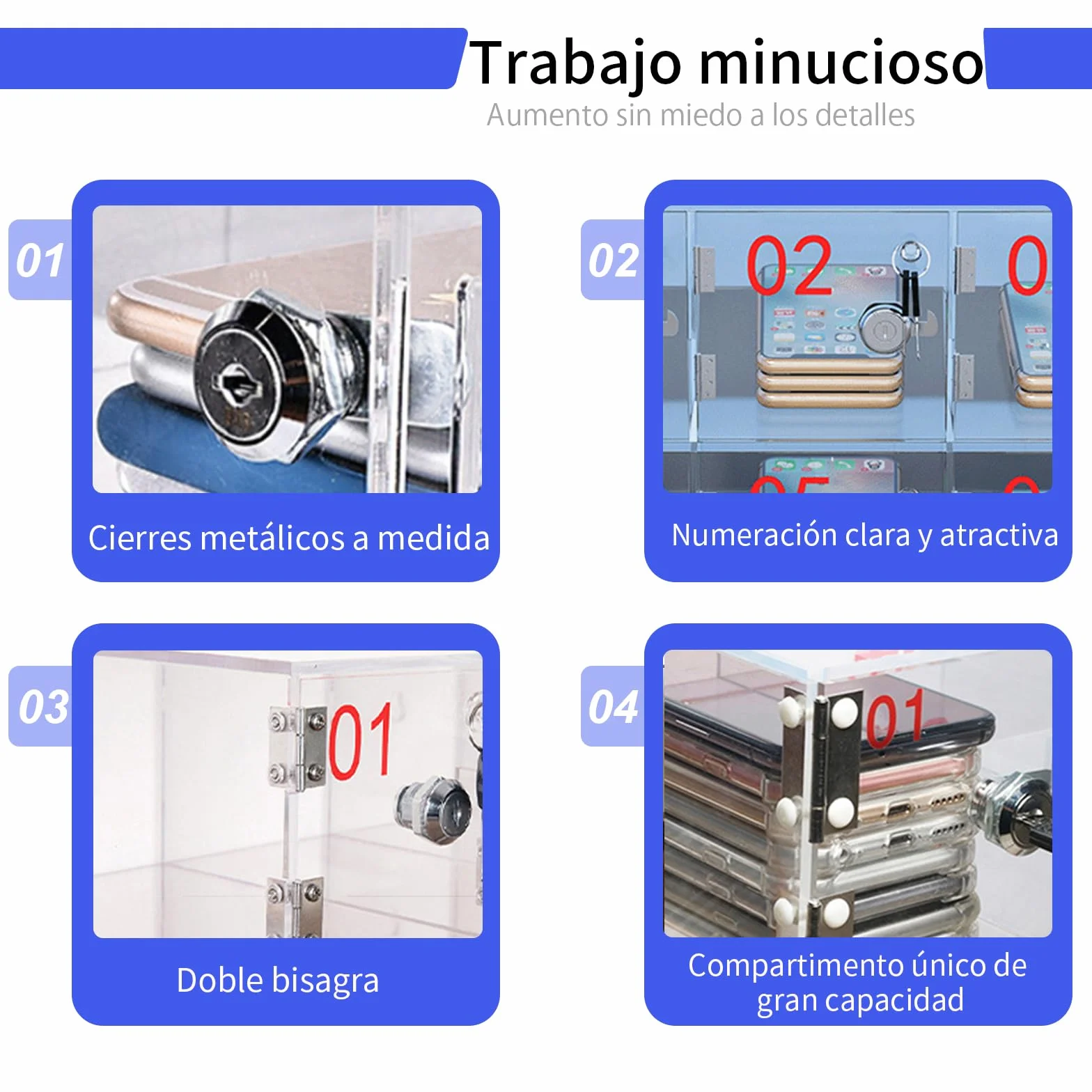 Caja de Almacenamiento para Teléfono Celular, Armario de Pared acrílico Transparente para móviles con Cerradura de Puerta y Llave, Organizador de móviles para Oficina, Escuela, Aula -6 Ranuras